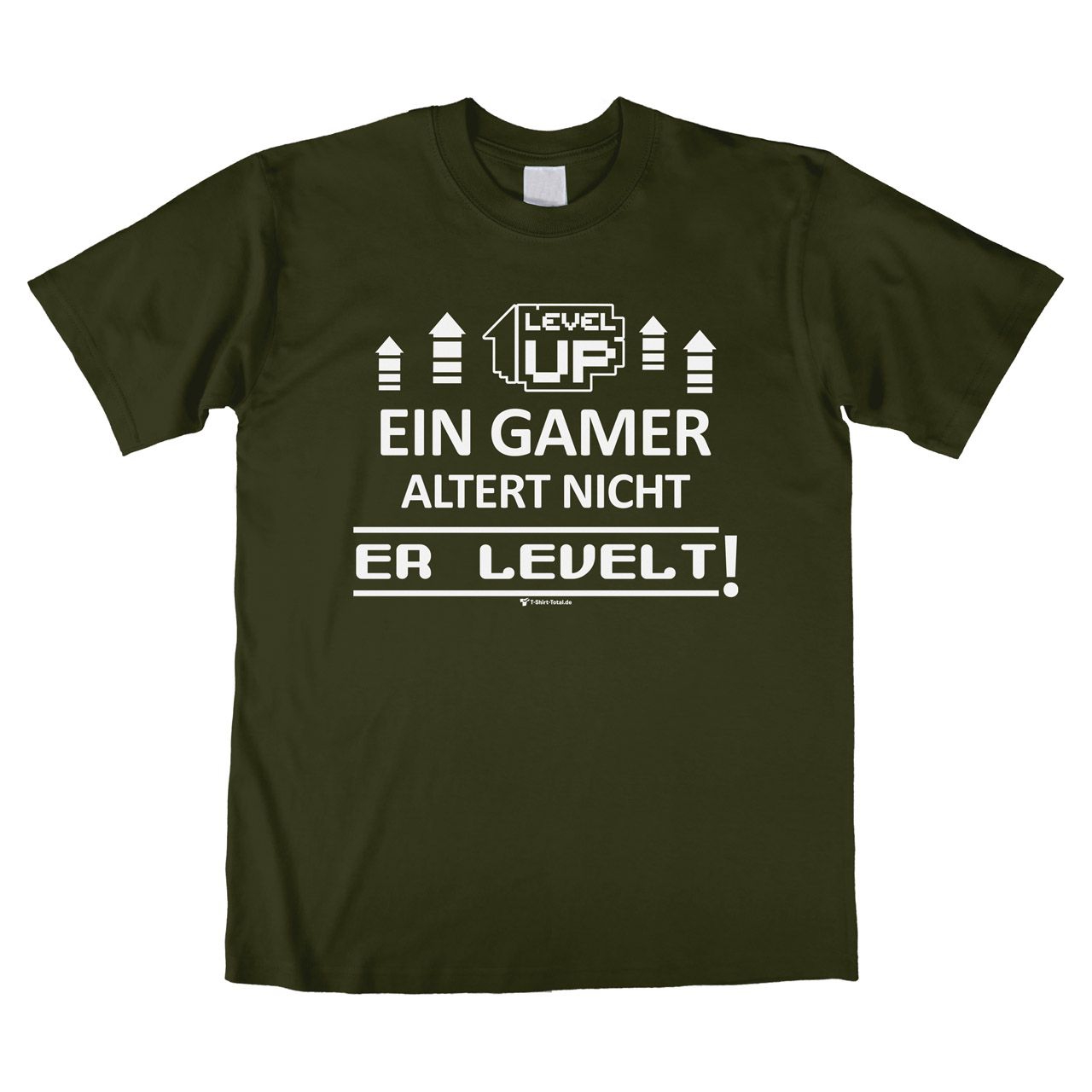 Ein Gamer levelt Unisex T-Shirt khaki Medium