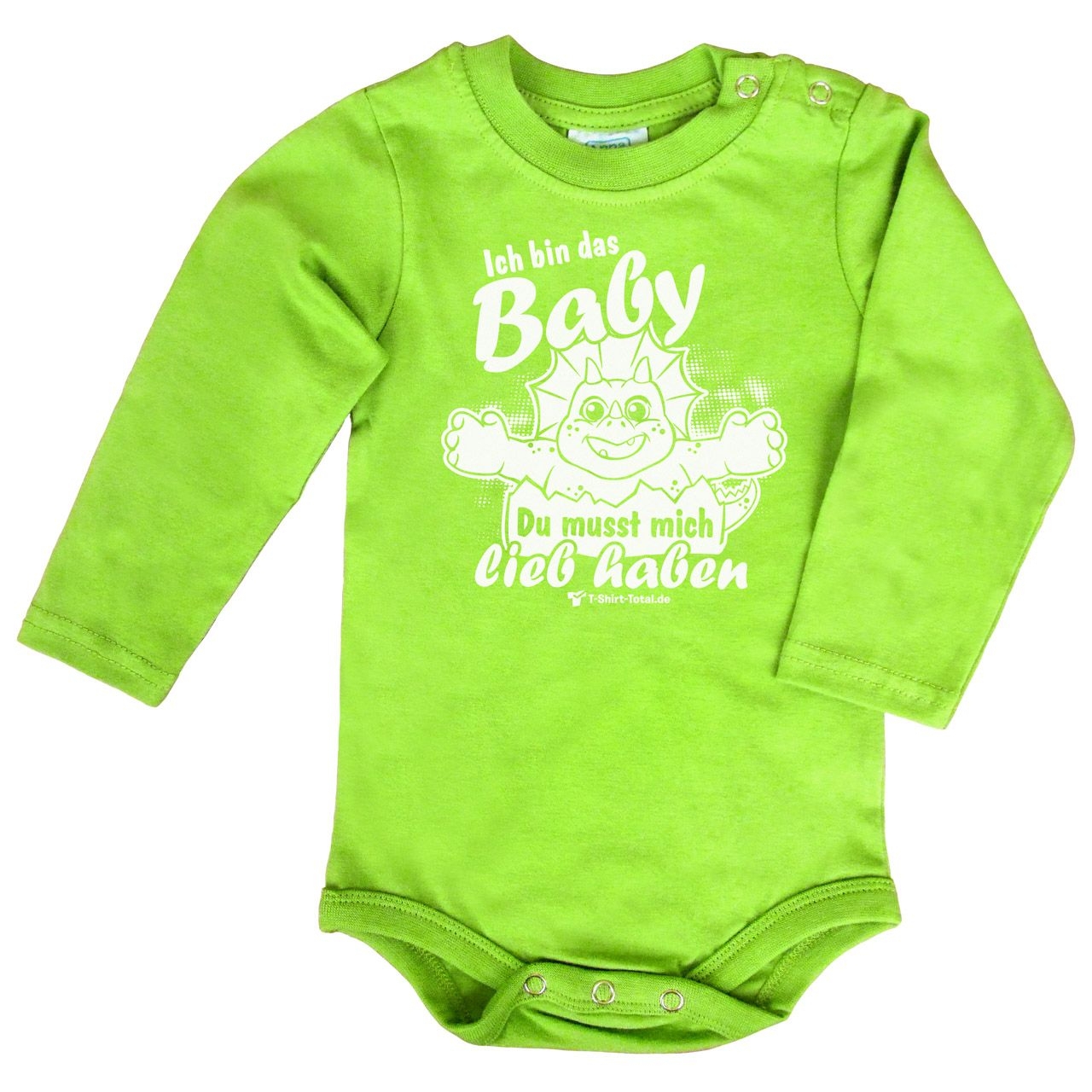 Bin das Baby Baby Body Langarm hellgrün 68 / 74