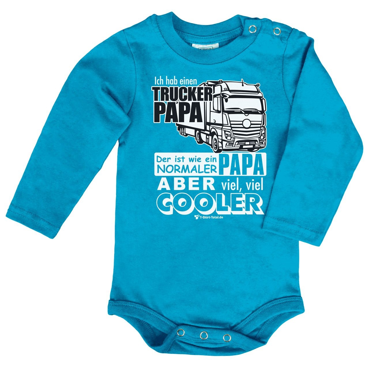 Trucker Papa Löwe Baby Body Langarm türkis 80 / 86