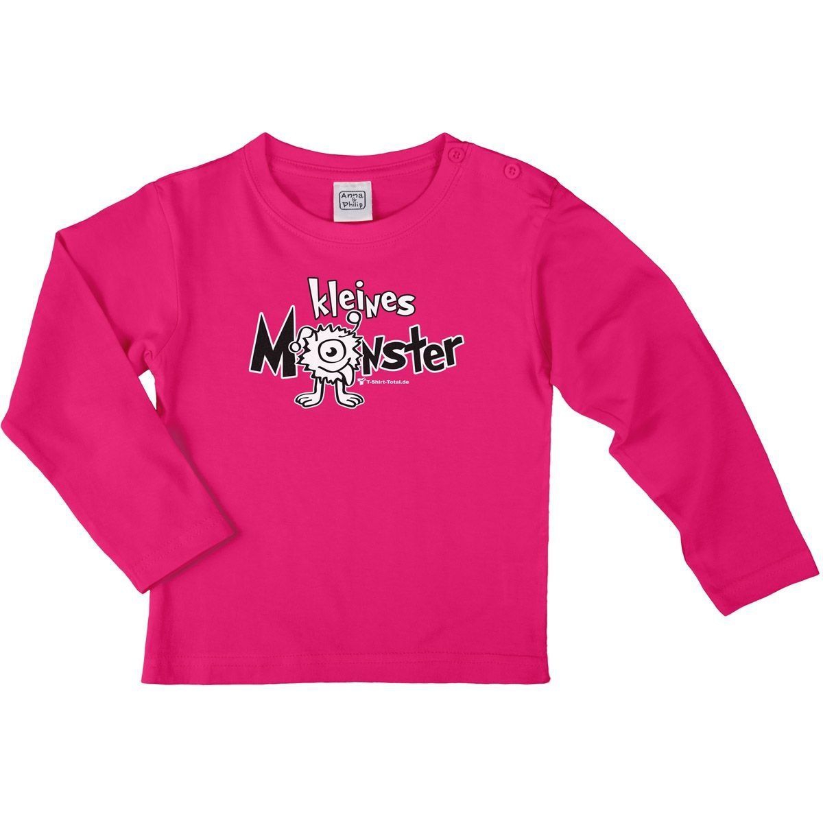 Kleines Monster Kinder Langarm Shirt pink 110 / 116