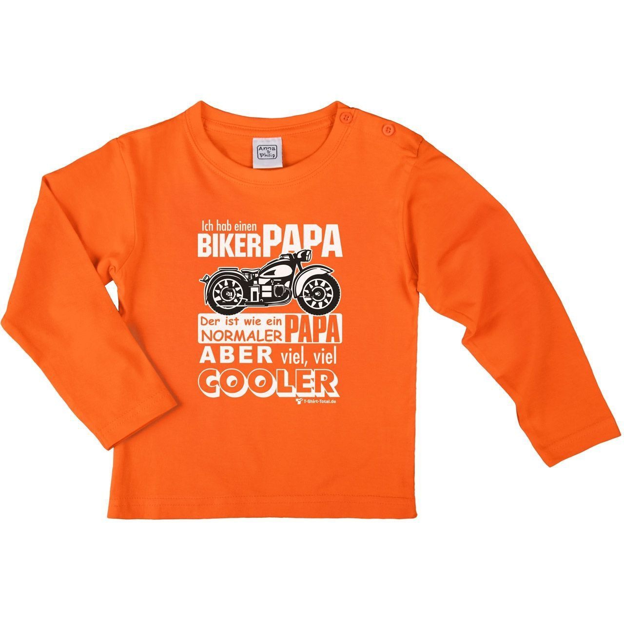 Biker Papa Kinder Langarm Shirt orange 134 / 140