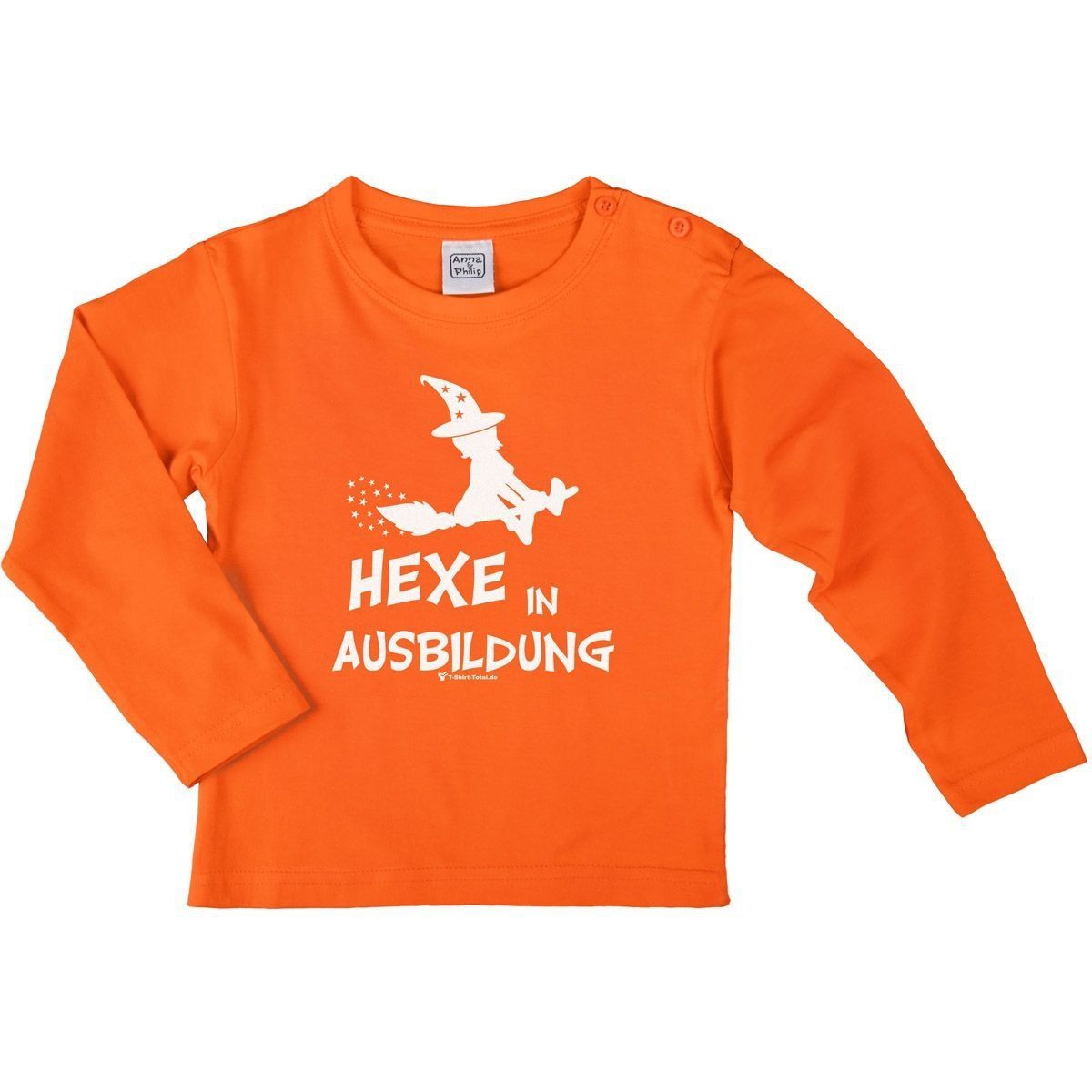 Hexe in Ausbildung Kinder Langarm Shirt orange 110 / 116