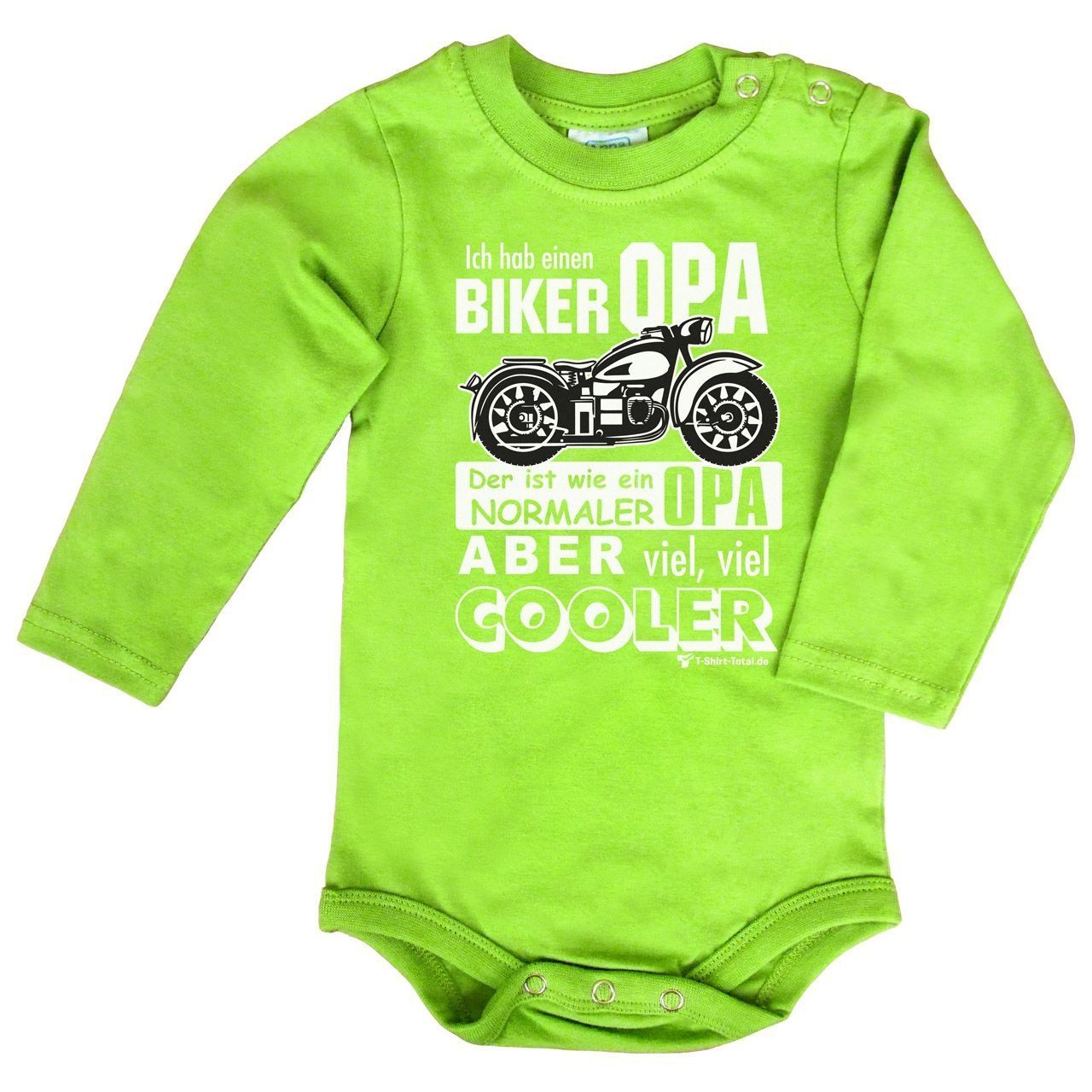 Biker Opa Baby Body Langarm hellgrün 80 / 86