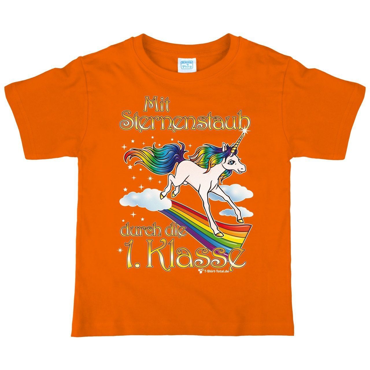 Einhorn 1. Klasse Kinder T-Shirt orange 110 / 116
