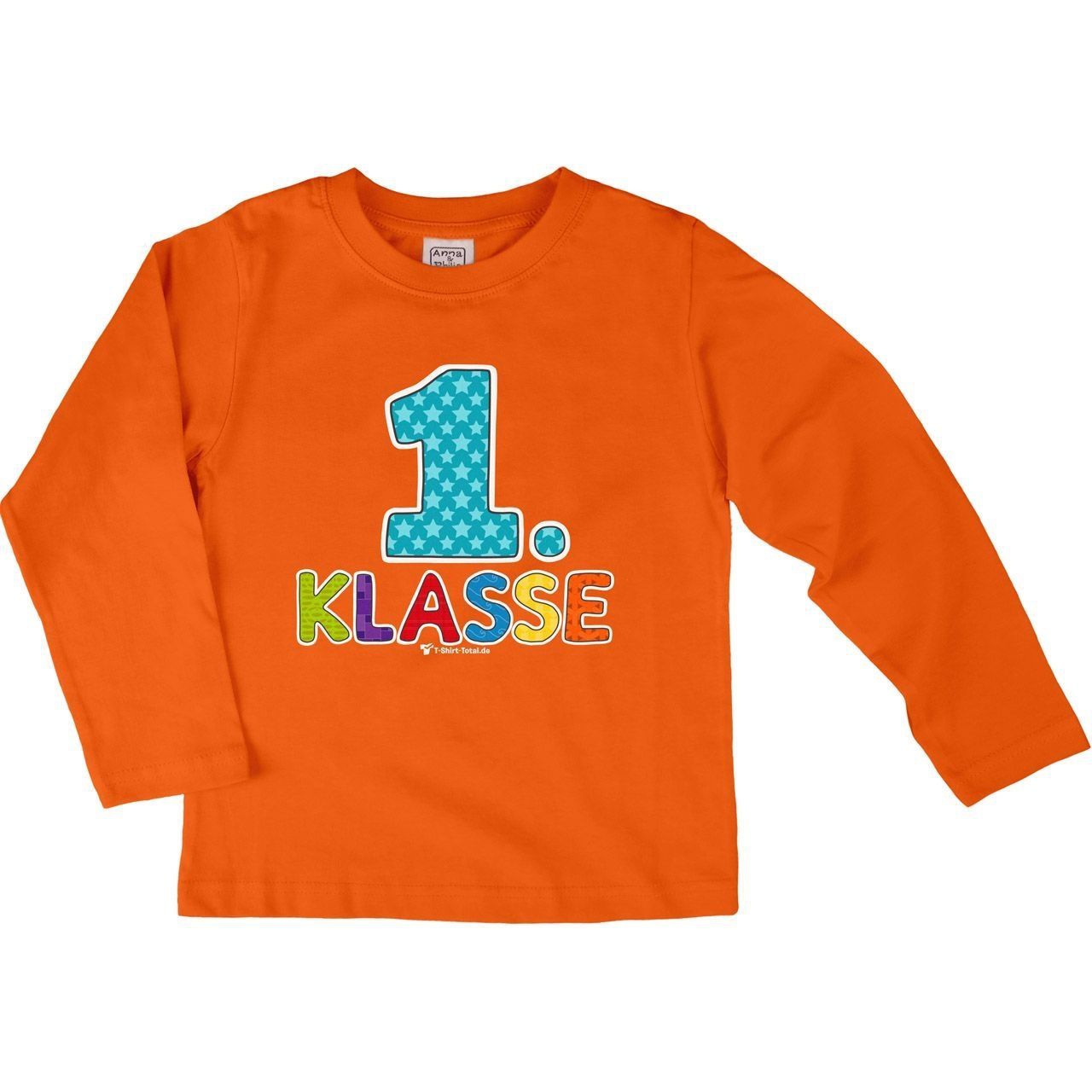 Erste Klasse Kinder Langarm Shirt orange 110 / 116