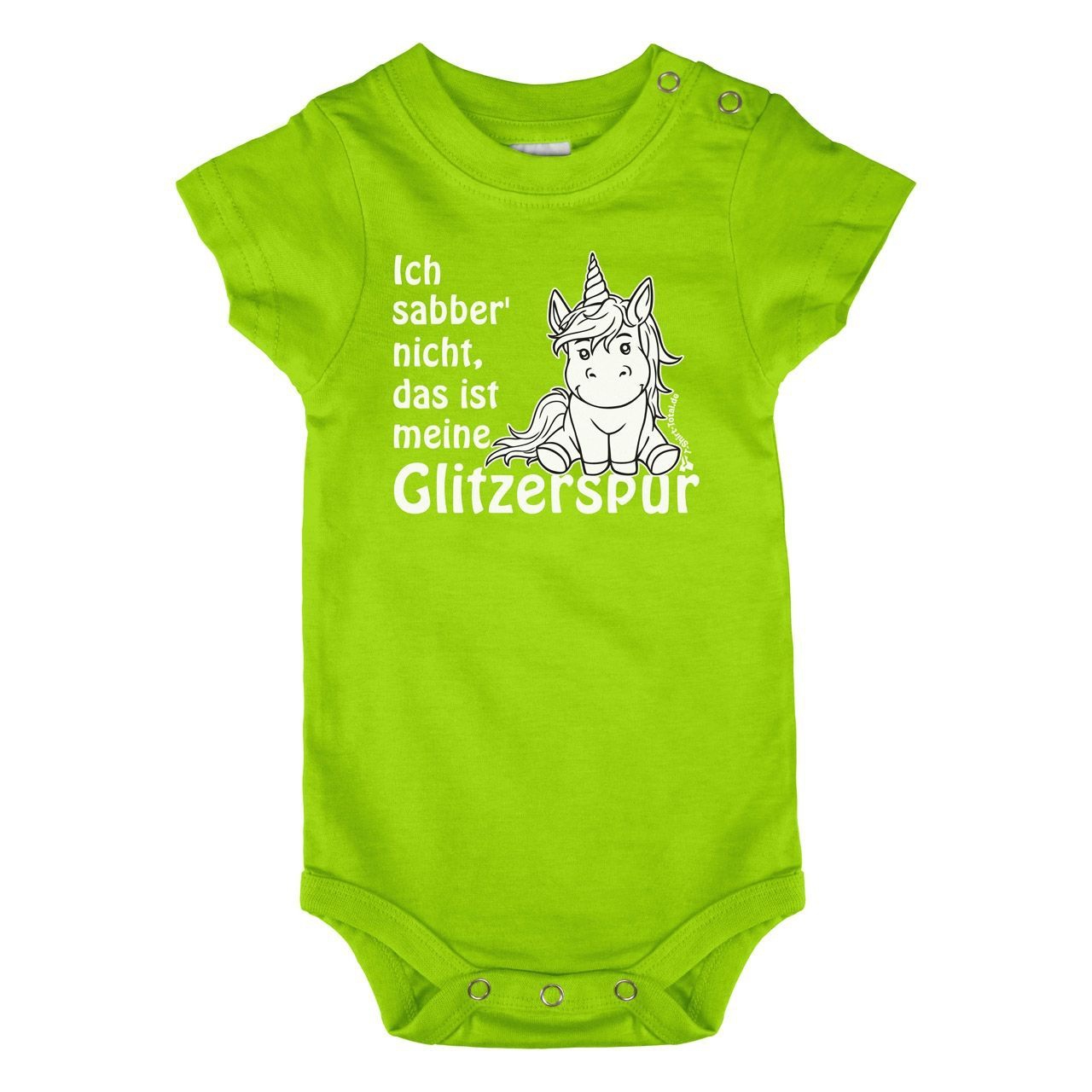 Einhorn Glitzerspur Baby Body Kurzarm hellgrün 68 / 74