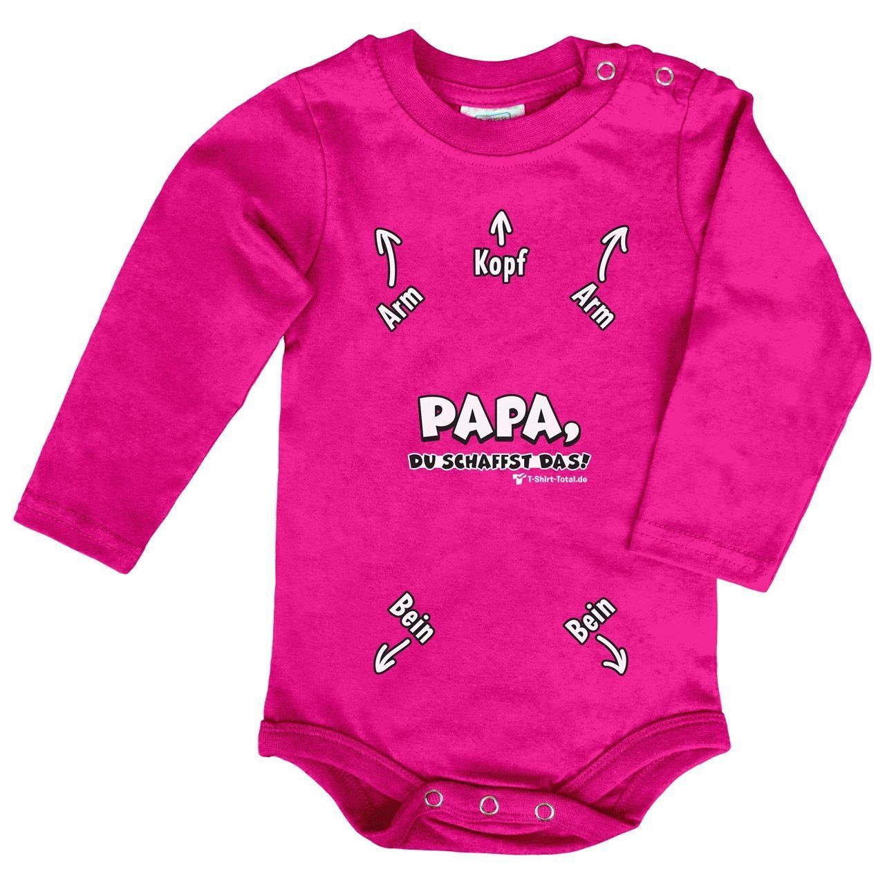 Papa du schaffst das Baby Body Langarm pink 56 / 62
