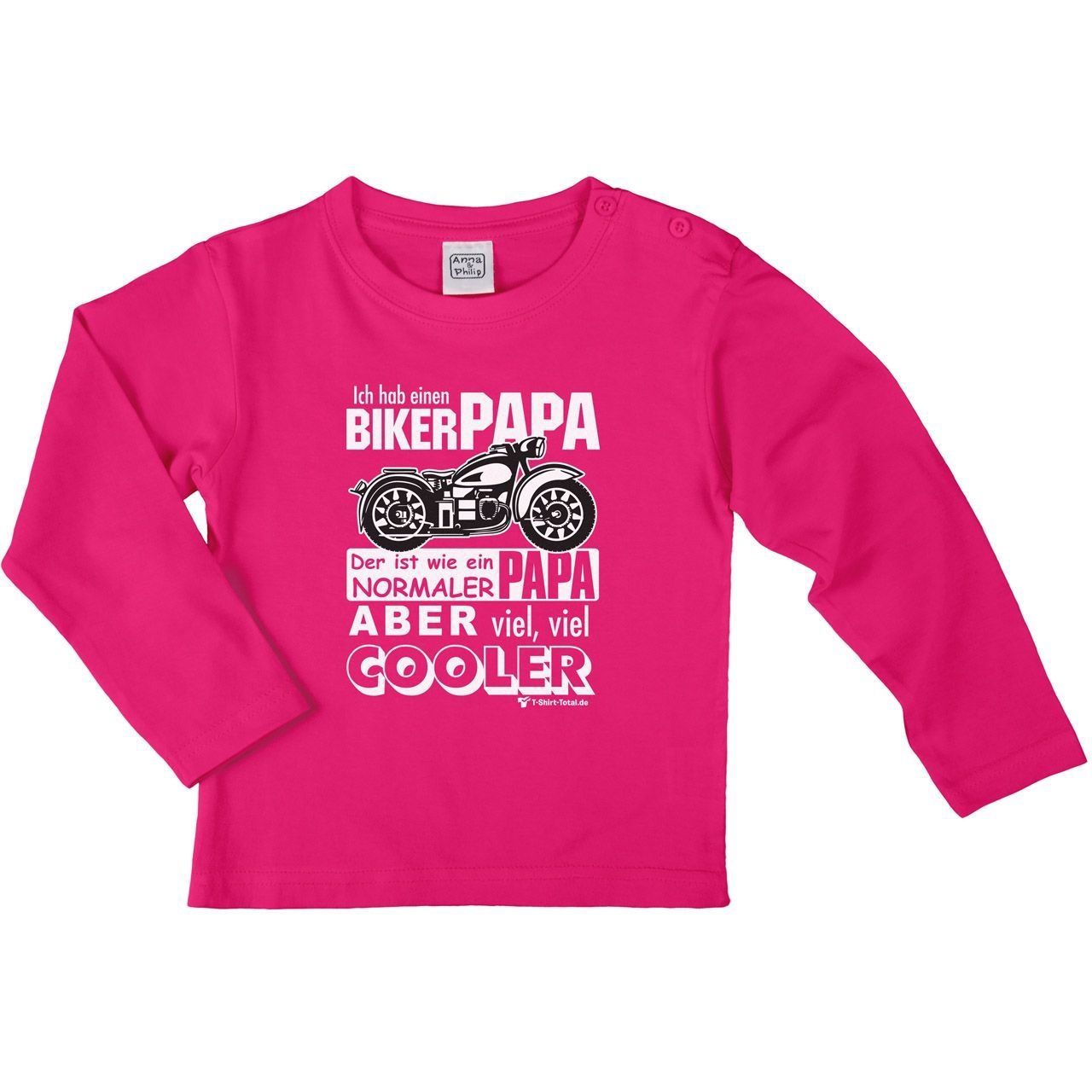 Biker Papa Kinder Langarm Shirt pink 134 / 140