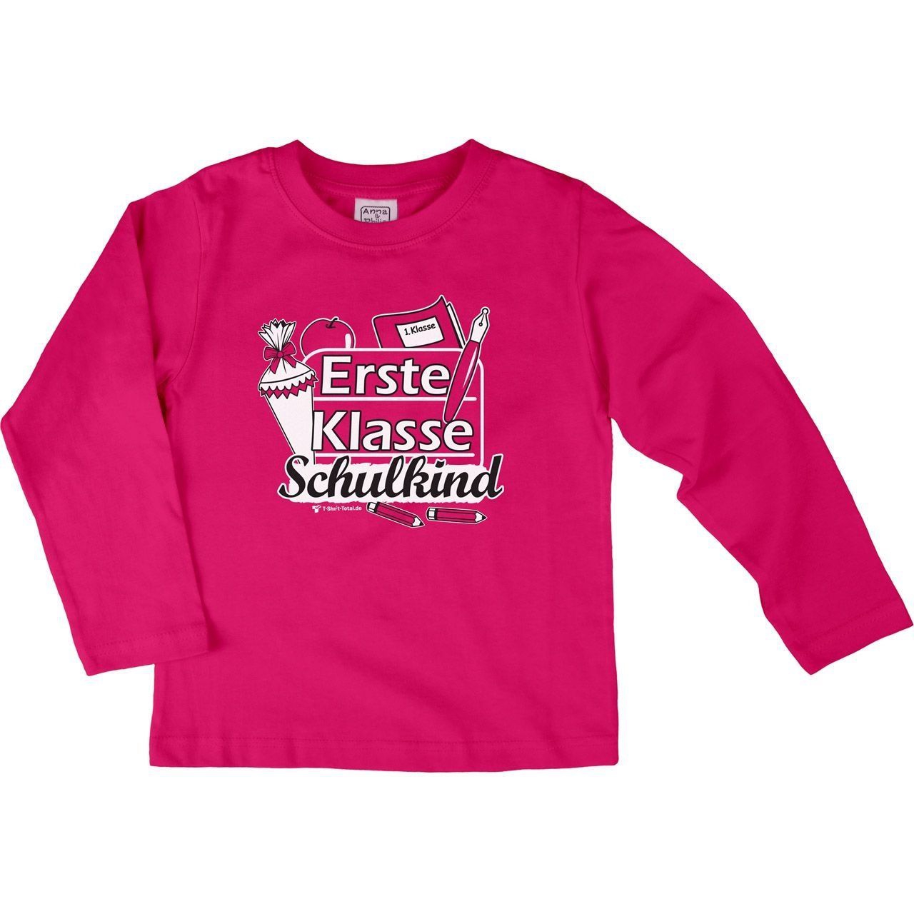 Erste Klasse Schulkind Kinder Langarm Shirt pink 110 / 116