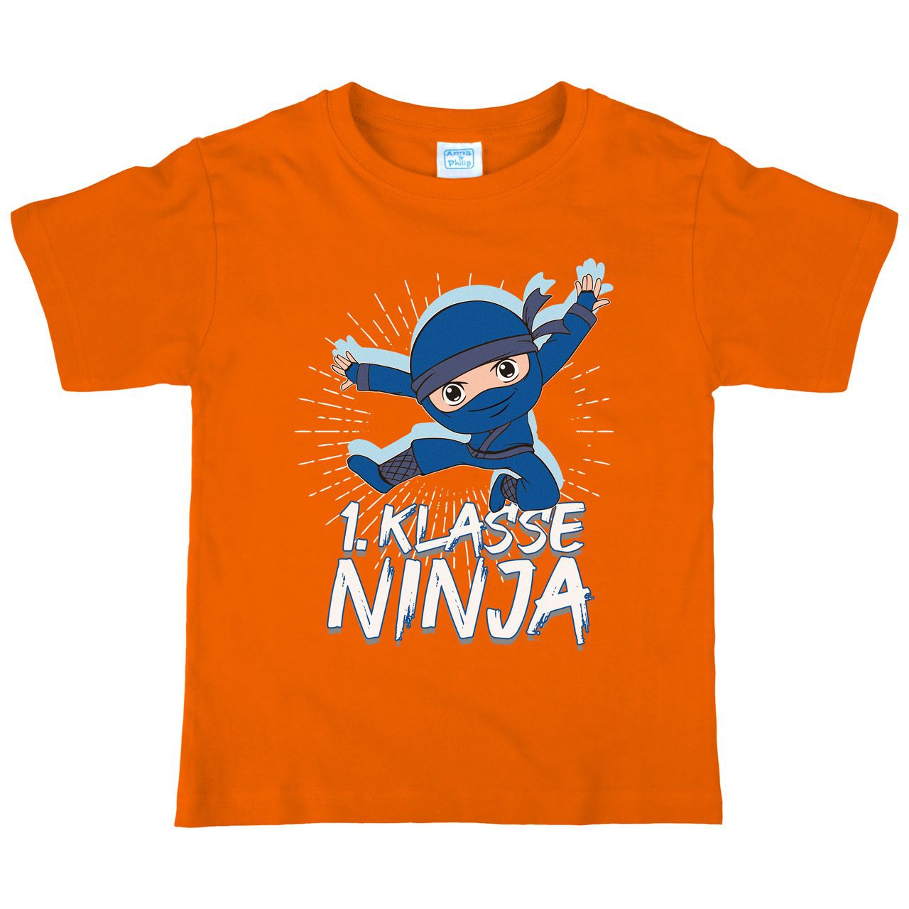1. Klasse Ninja blau Kinder T-Shirt orange 122 / 128