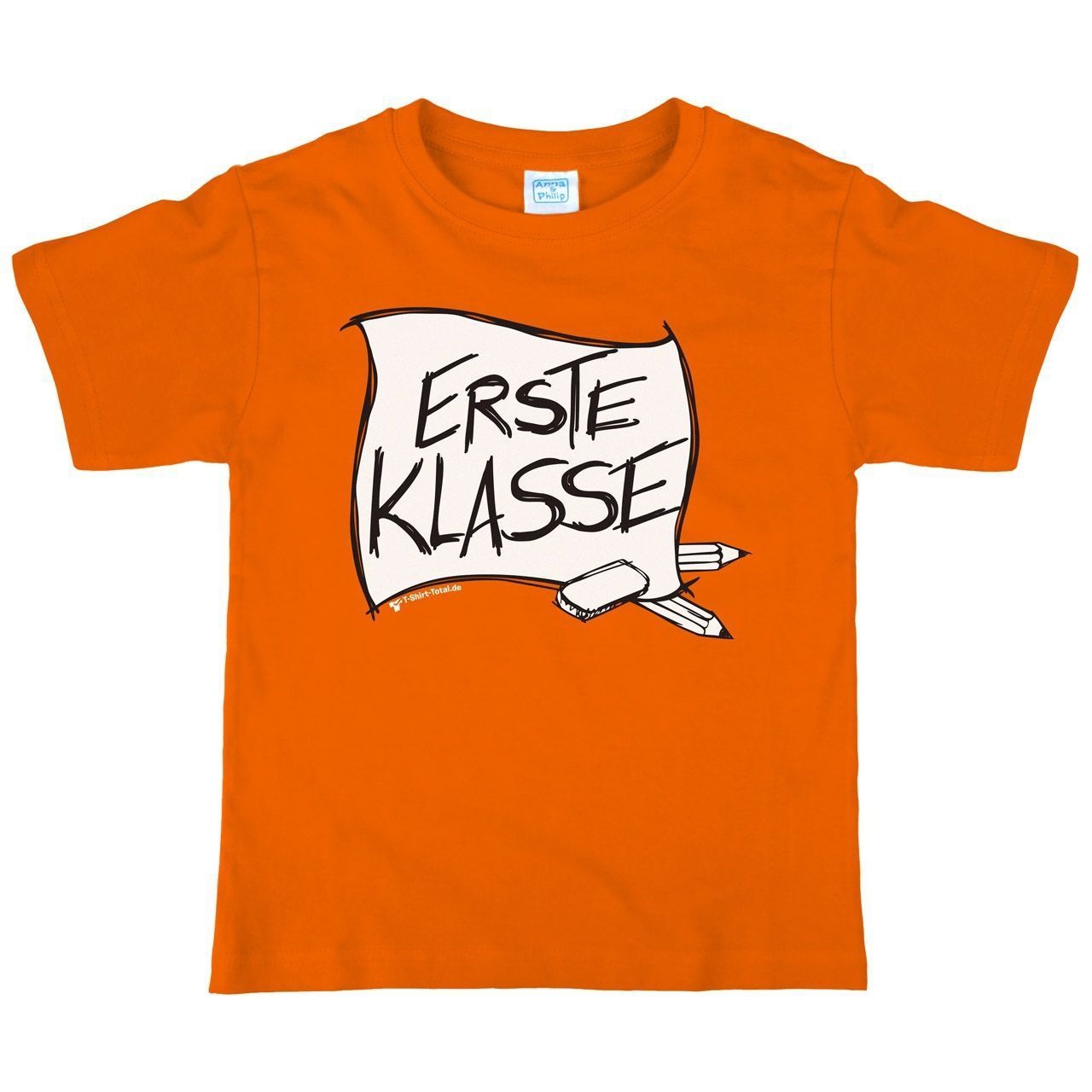 Erste Klasse Zeichnung Kinder T-Shirt orange 134 / 140