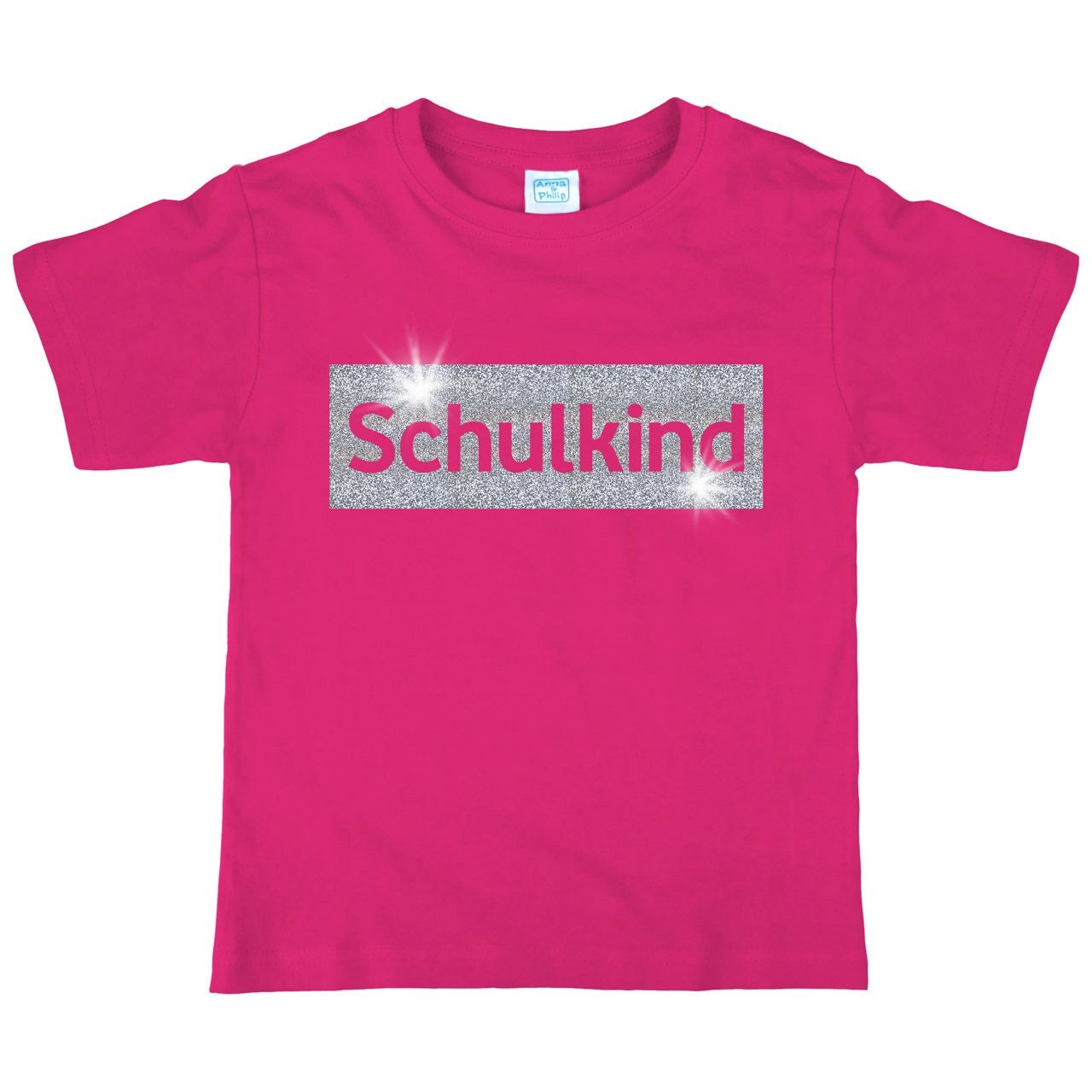 Schulkind Glitzer Kinder T-Shirt pink 122 / 128