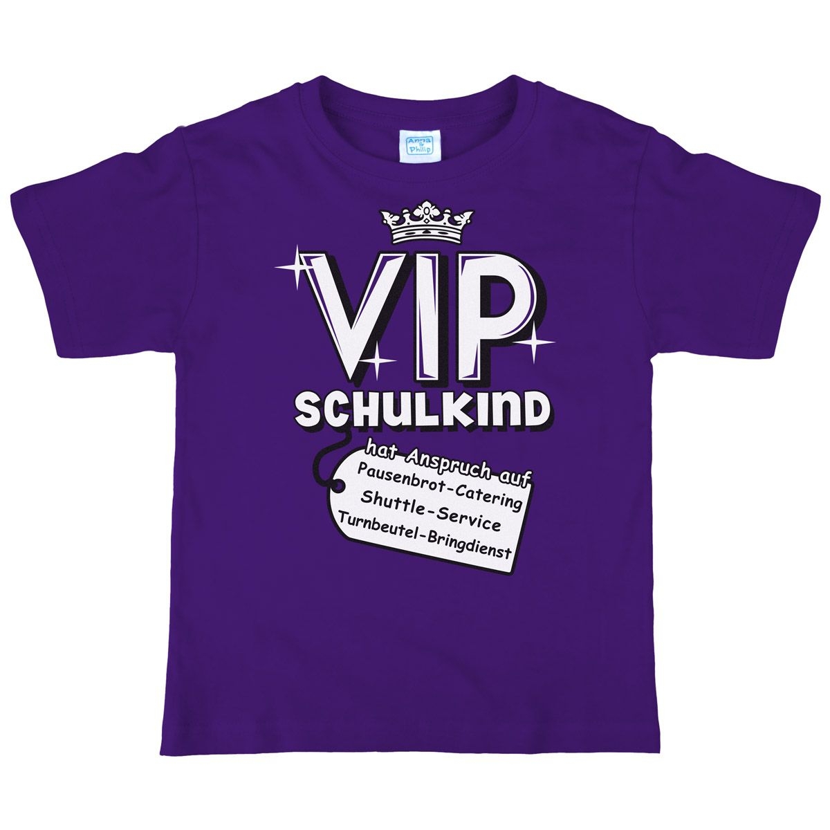 VIP Schulkind Kinder T-Shirt mit  Namen lila 122 / 128