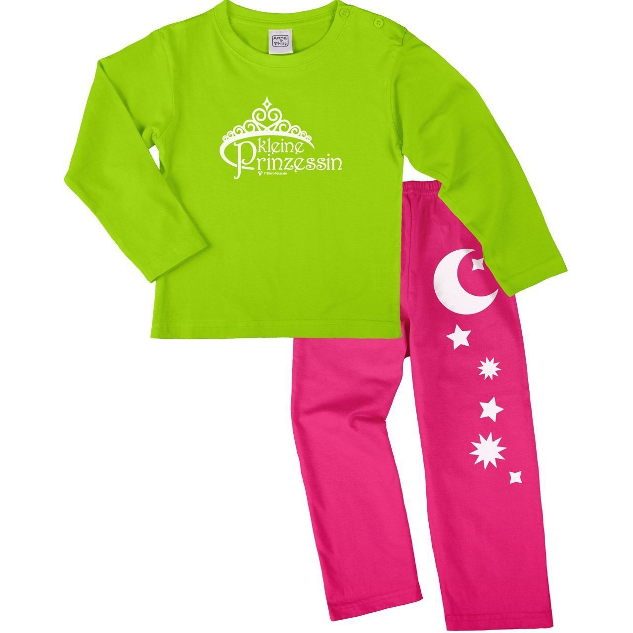 Kleine Prinzessin Pyjama Set hellgrün / pink 134 / 140