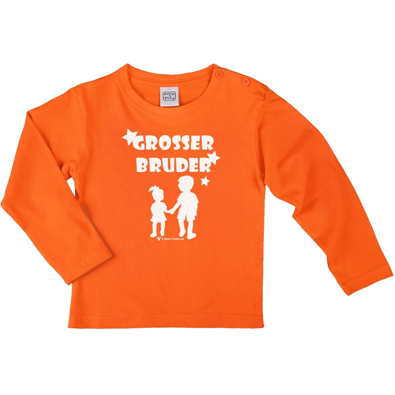 Großer Bruder JM Kinder Langarm Shirt orange 122 / 128
