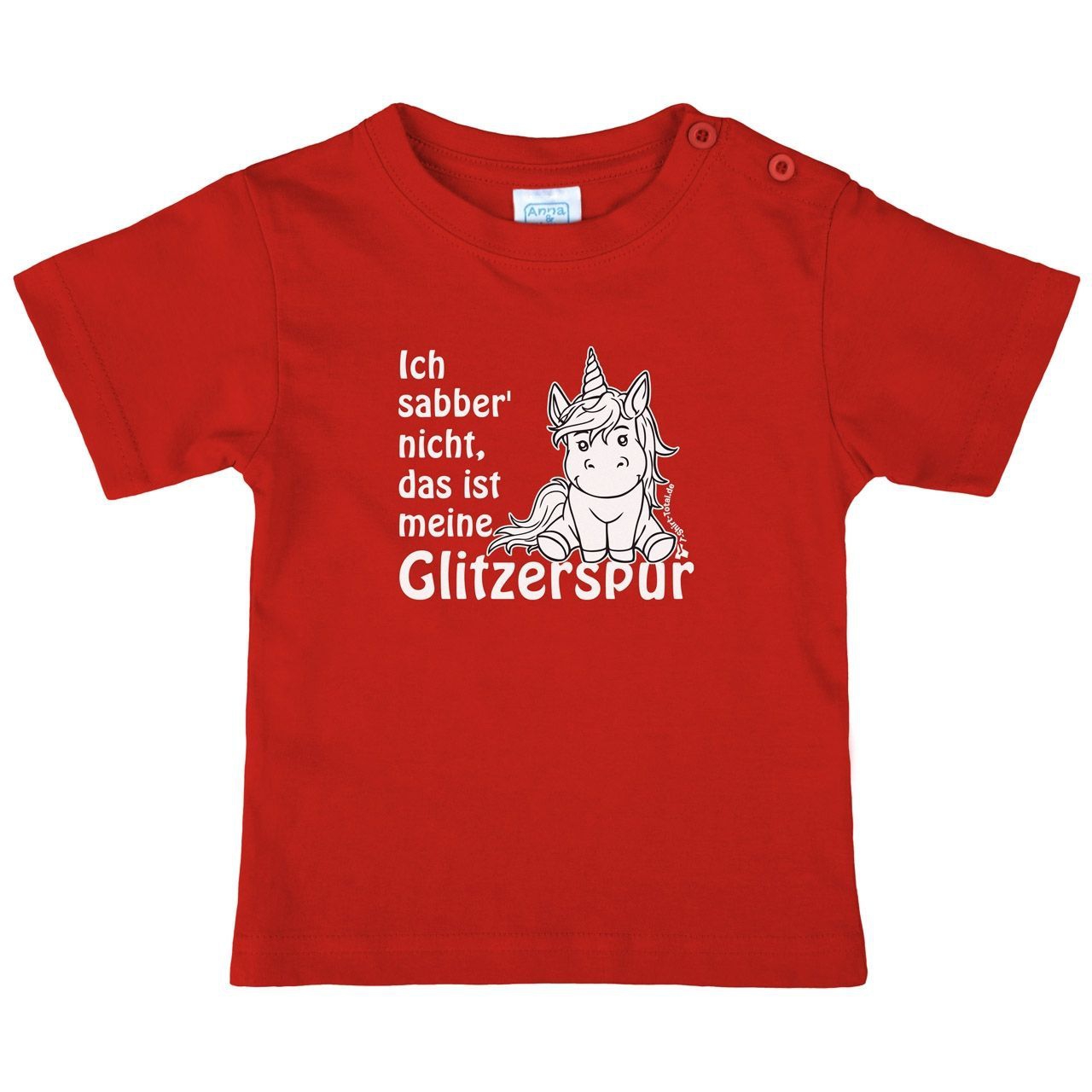 Einhorn Glitzerspur Kinder T-Shirt rot 68 / 74