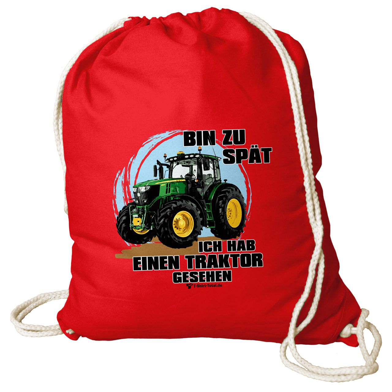 Hab einen Traktor Baumwoll Rucksack rot