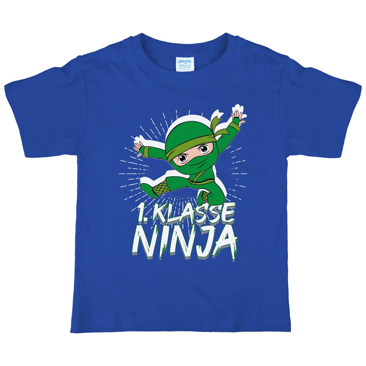 1. Klasse Ninja grün Kinder T-Shirt royal 122 / 128