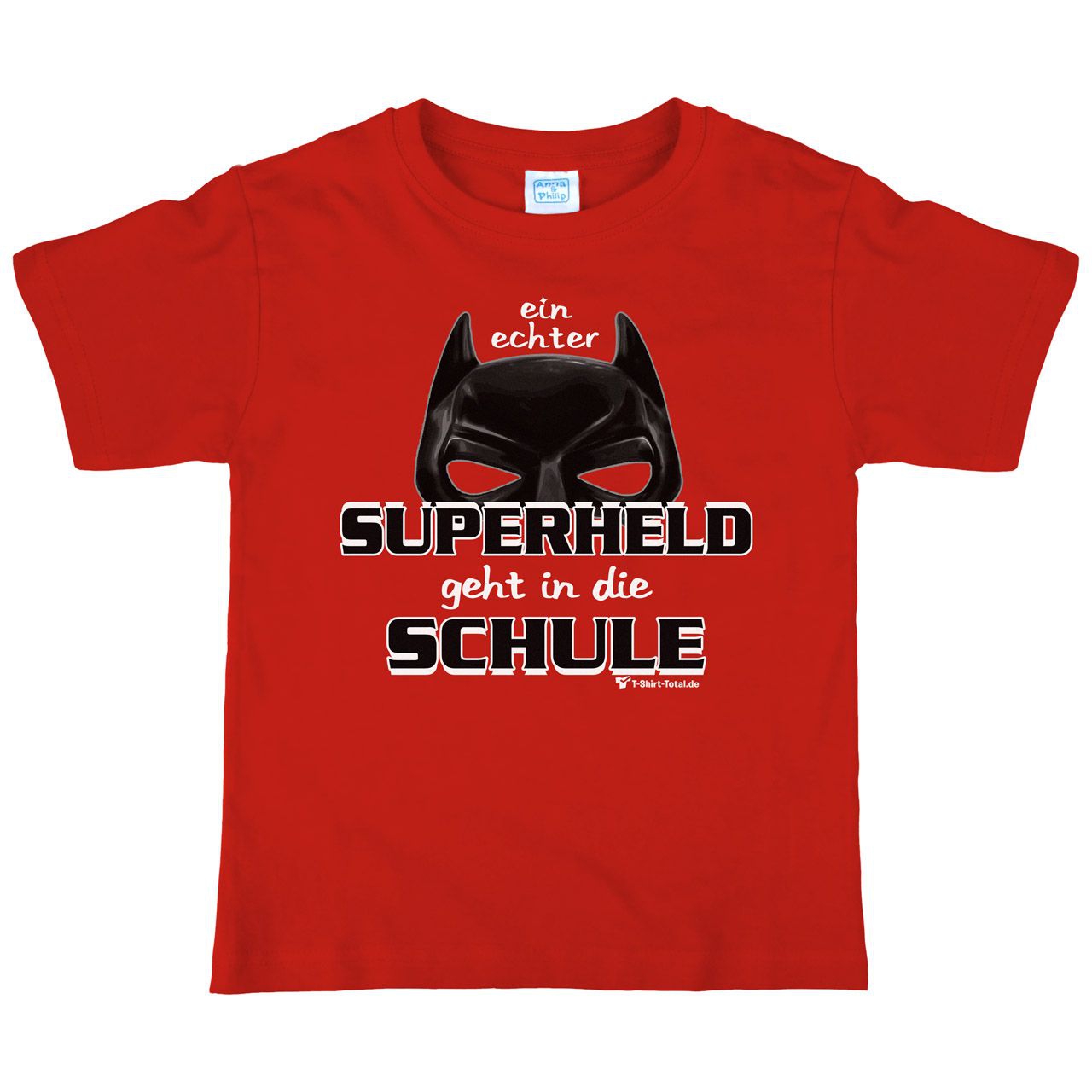 Superheld Schule Kinder T-Shirt rot 122 / 128