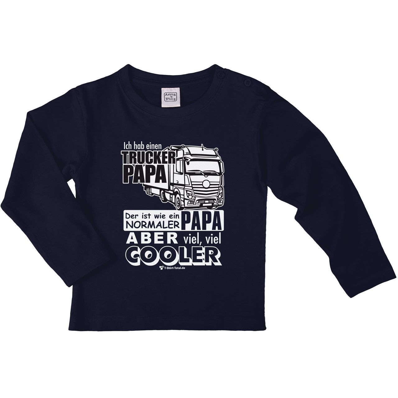 Trucker Papa Kinder Langarm Shirt navy 134 / 140