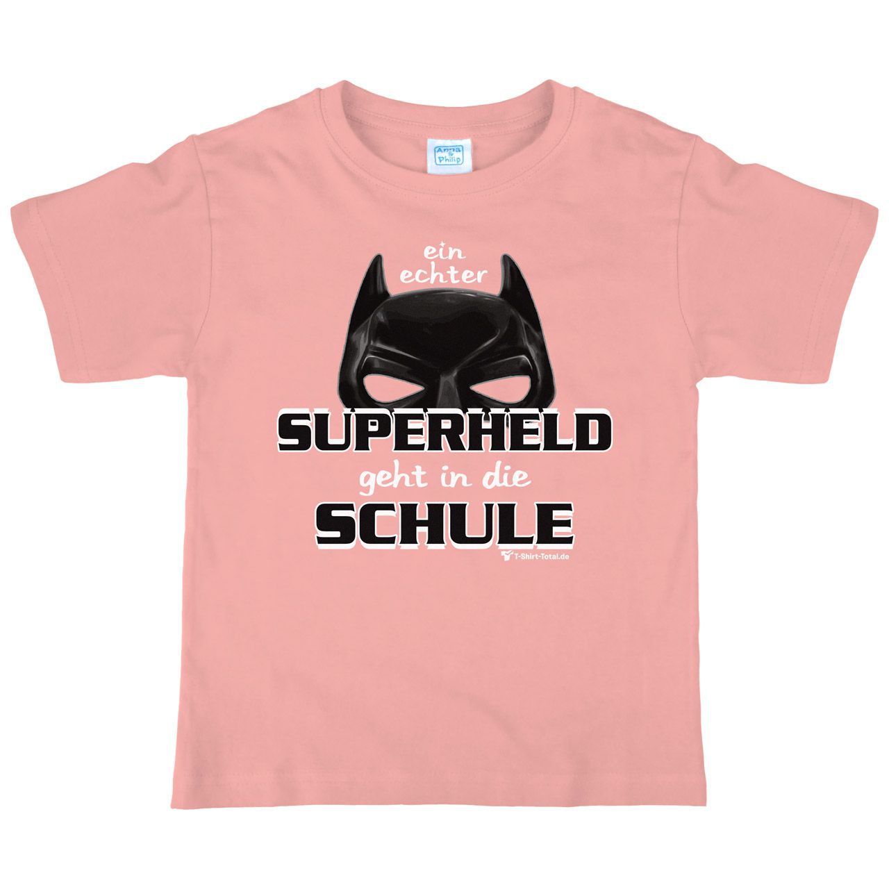 Superheld Schule Kinder T-Shirt rosa 122 / 128