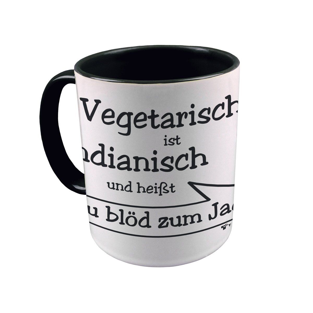 Vegetarisch Tasse schwarz / weiß