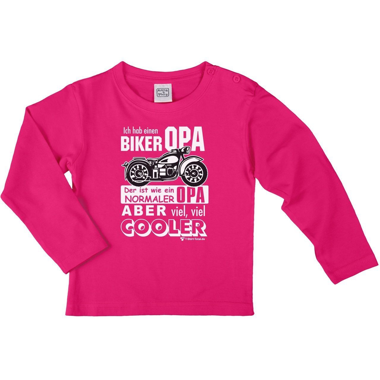 Biker Opa Kinder Langarm Shirt pink 98
