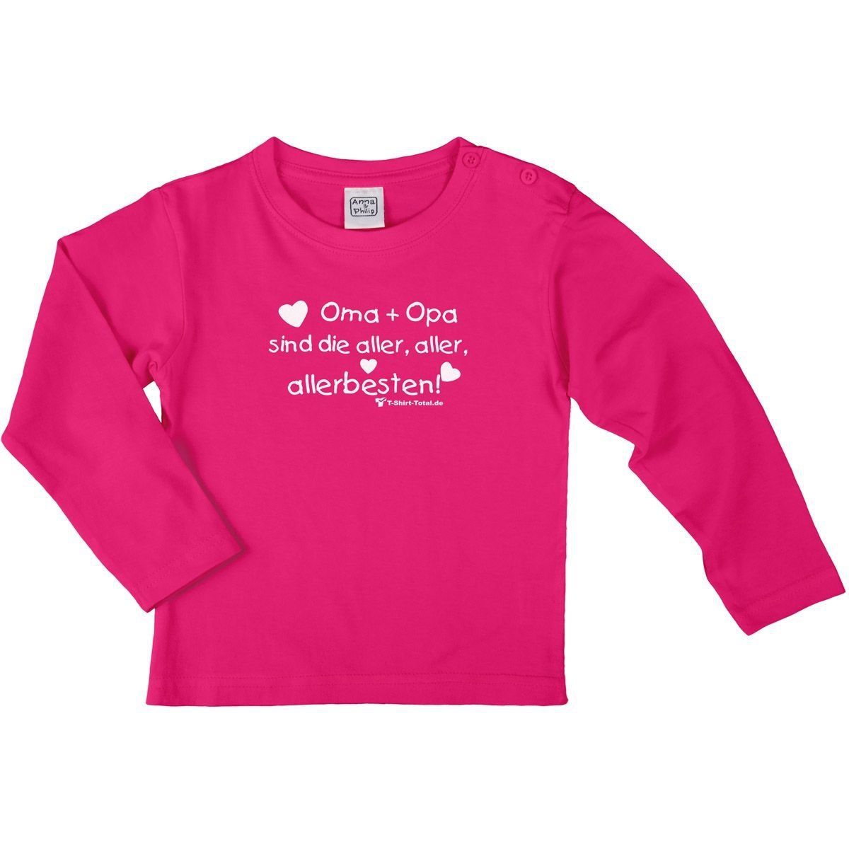 Oma Opa allerbesten Kinder Langarm Shirt pink 80 / 86