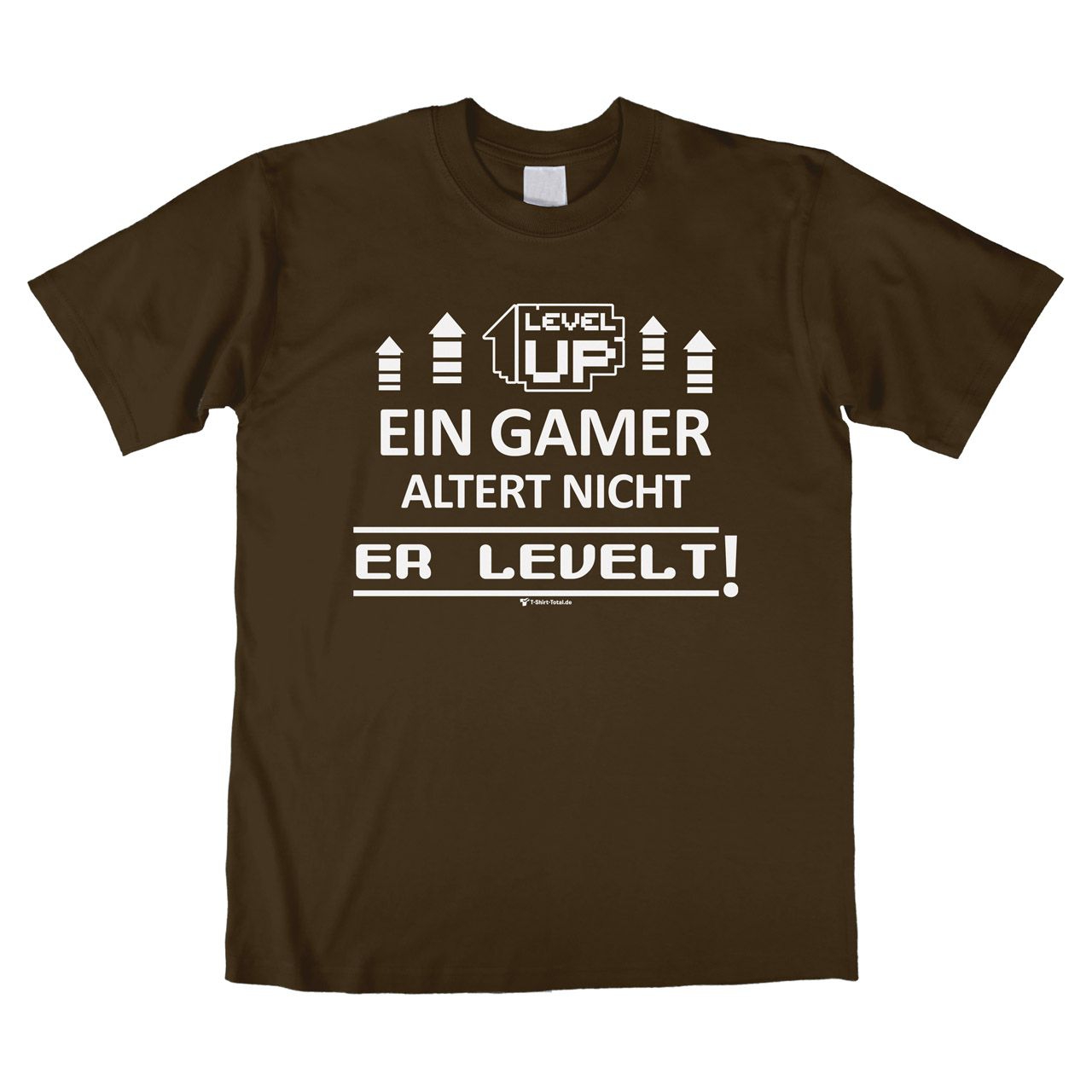 Ein Gamer levelt Unisex T-Shirt braun Medium