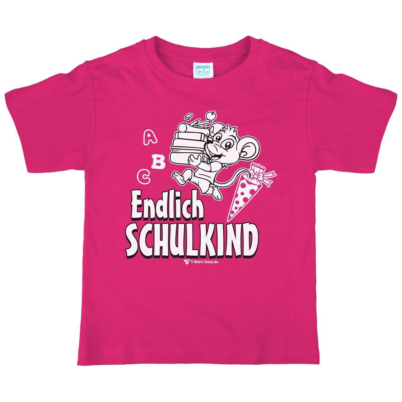 Endlich Schulkind Kinder T-Shirt pink 122 / 128