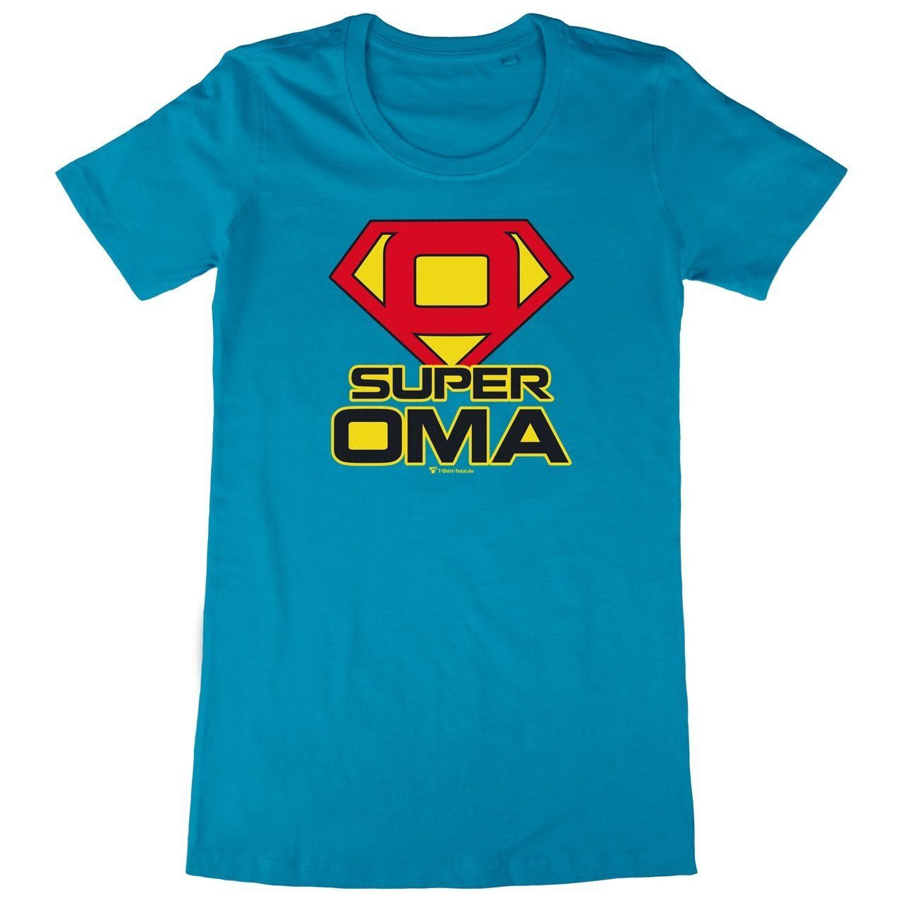 Super Oma Woman Long Shirt türkis Small