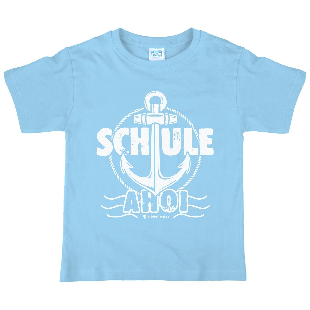 Schule Ahoi Kinder T-Shirt mit Namen hellblau 122 / 128
