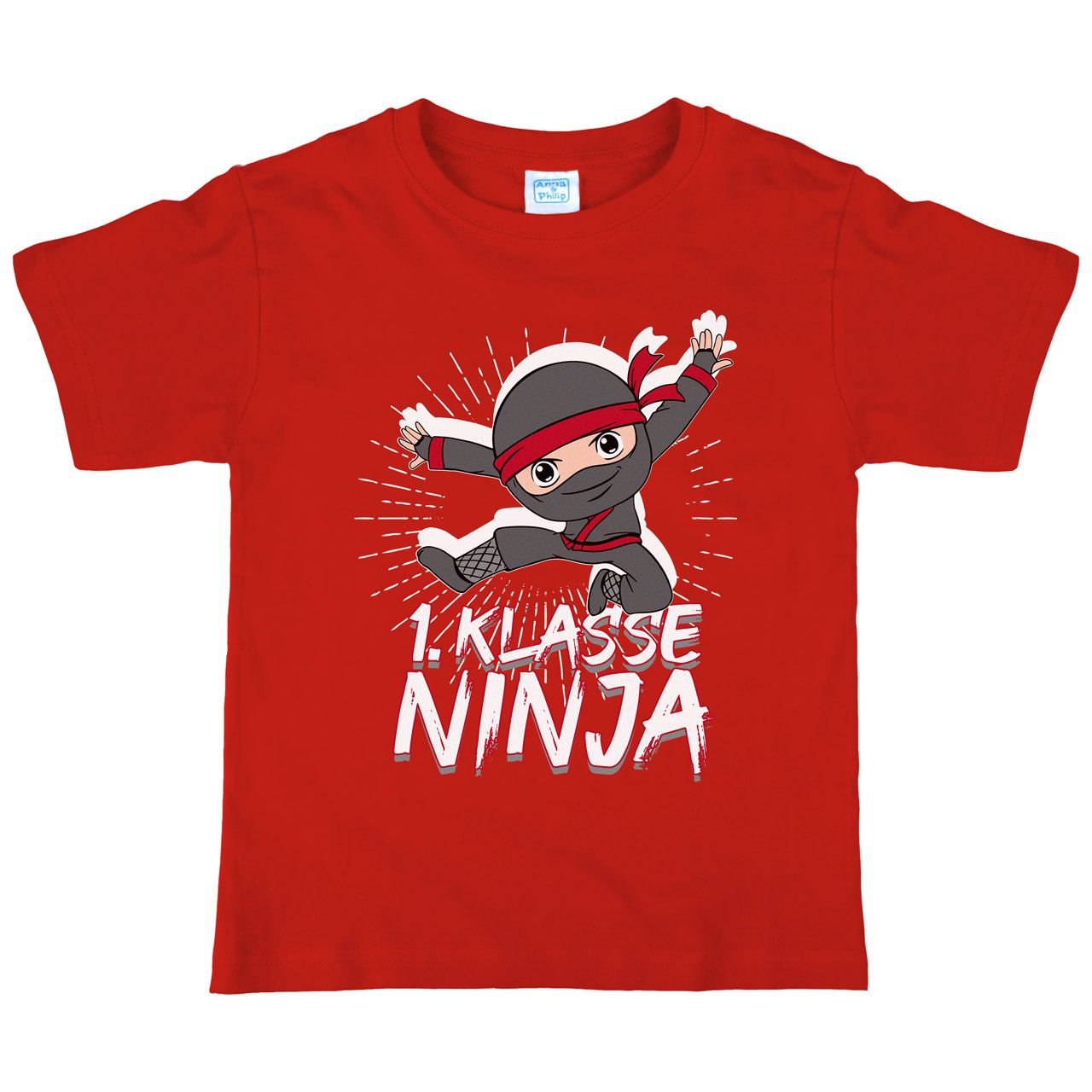 1. Klasse Ninja schwarz Kinder T-Shirt rot 122 / 128