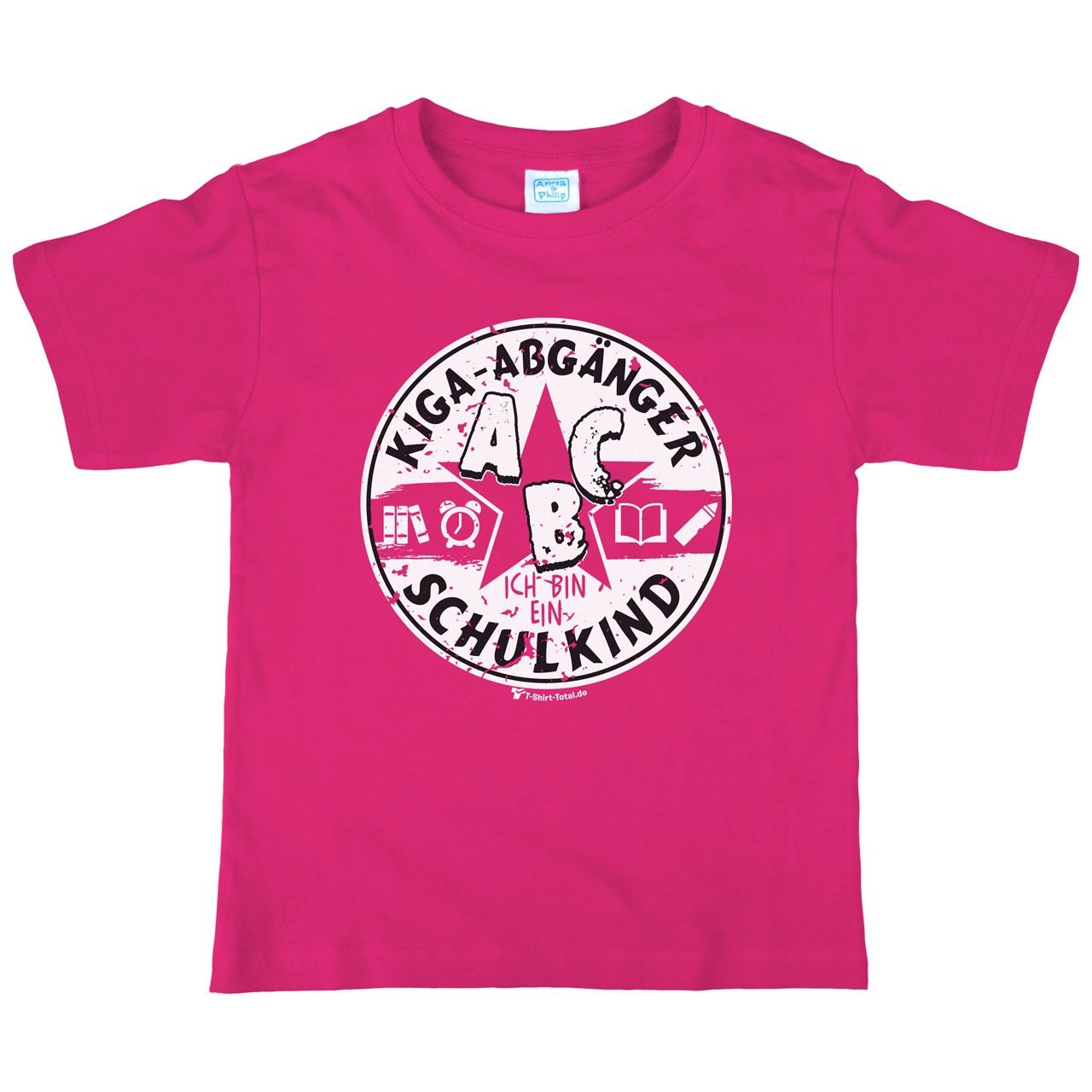 ABC Button Kinder T-Shirt mit Namen pink 122 / 128