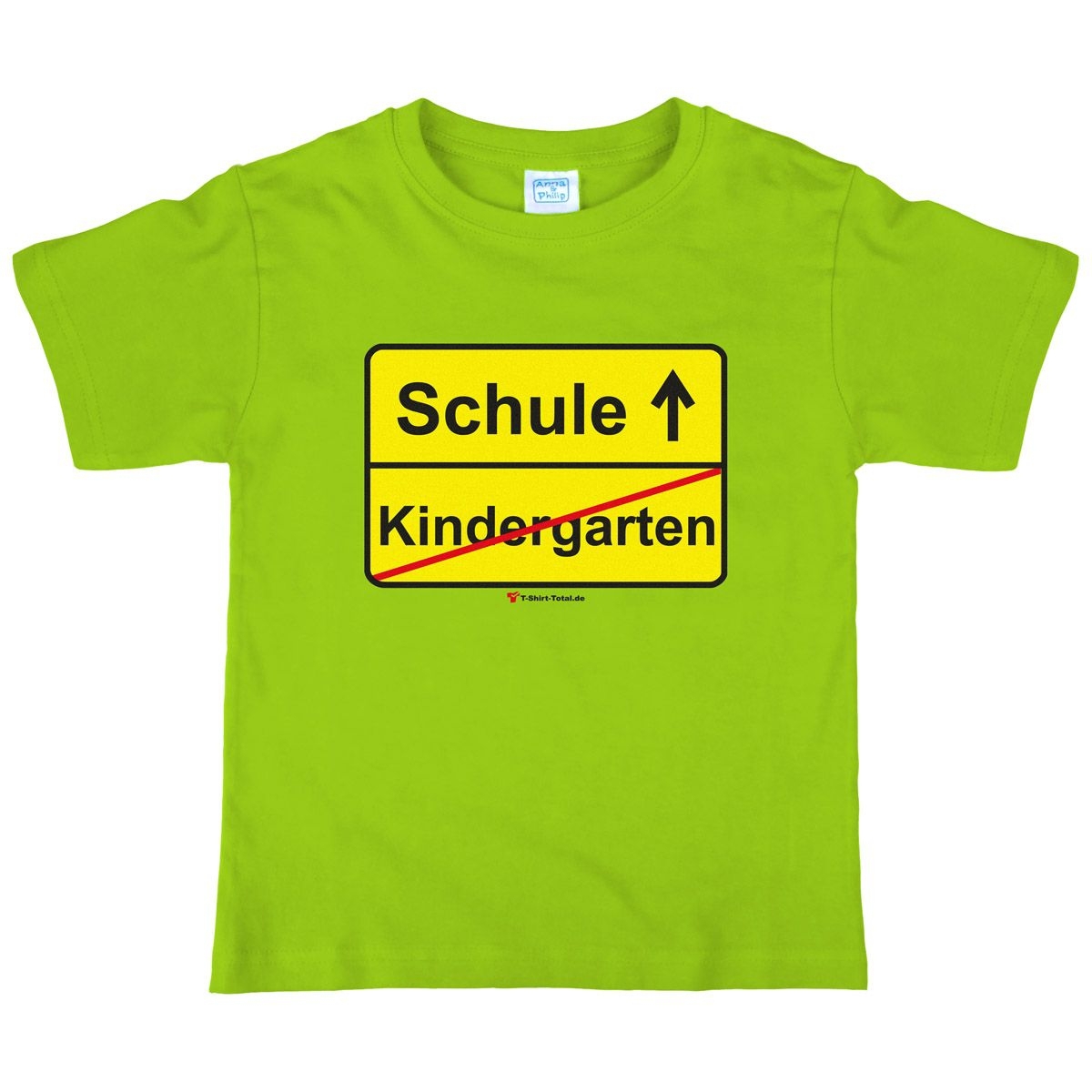Kindergarten Schule Kinder T-Shirt mit Namen hellgrün 122 / 128
