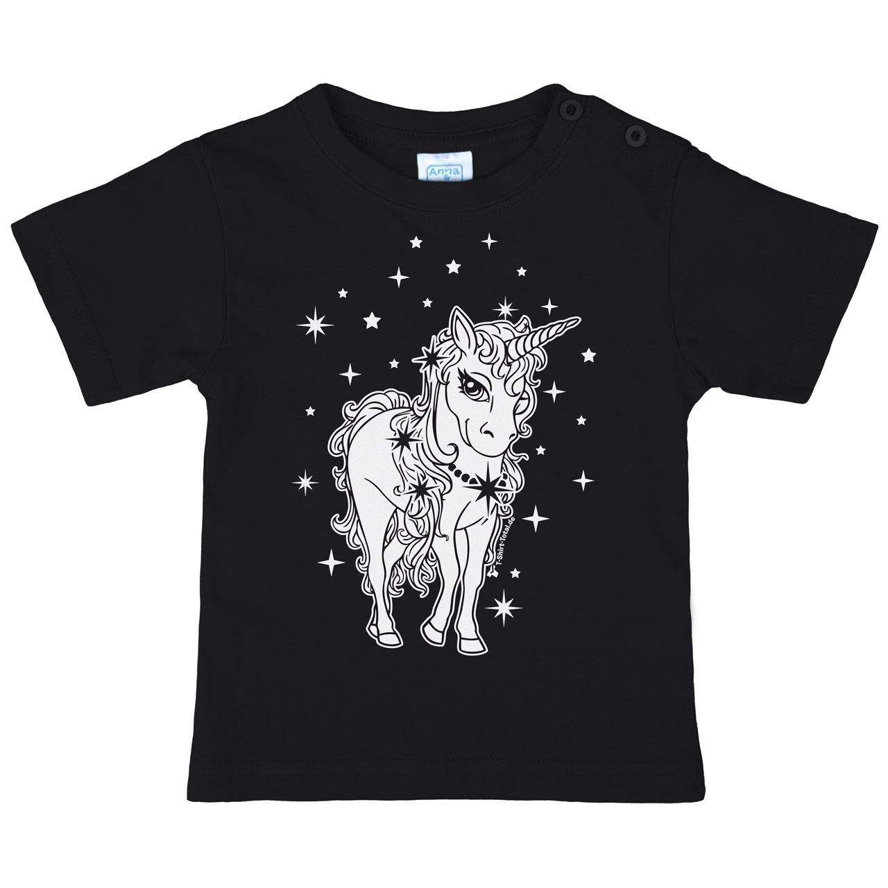 Einhorn Sterne Kinder T-Shirt schwarz 92