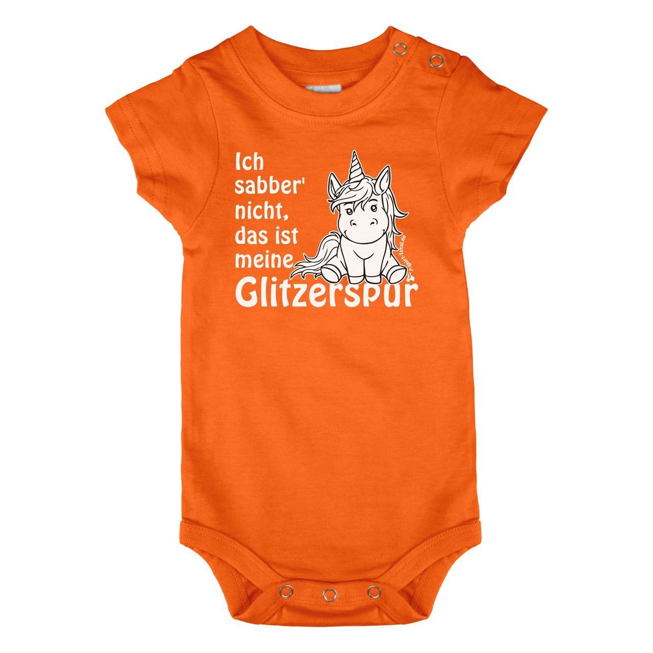 Einhorn Glitzerspur Baby Body Kurzarm orange 68 / 74
