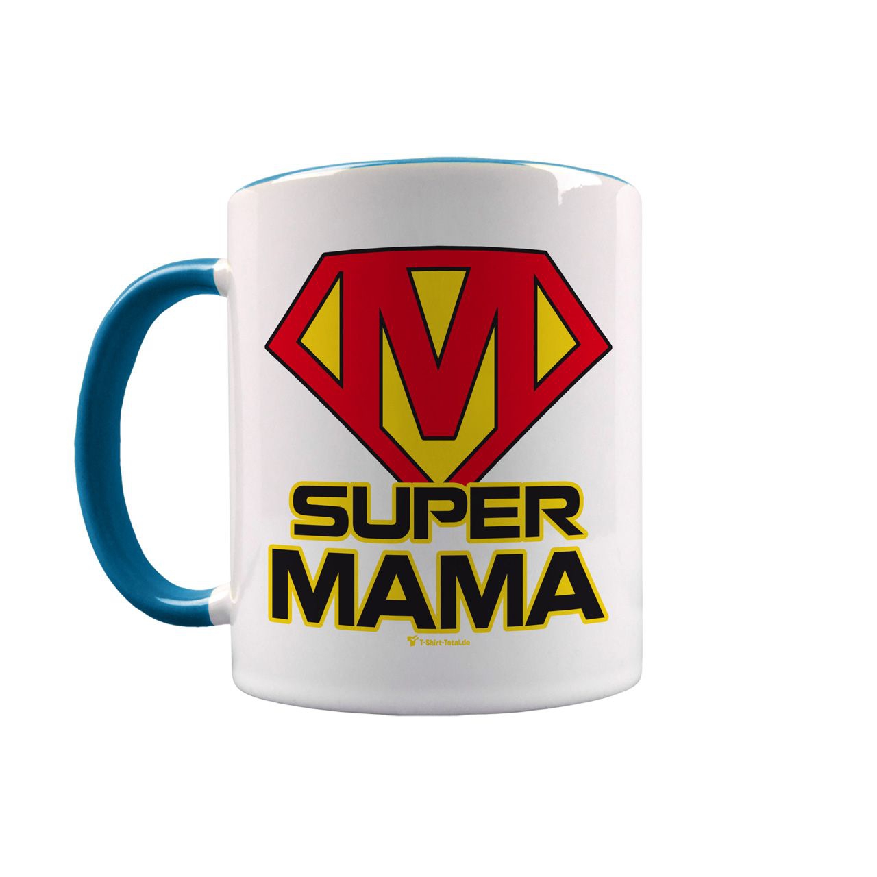 Super Mama Tasse türkis / weiß