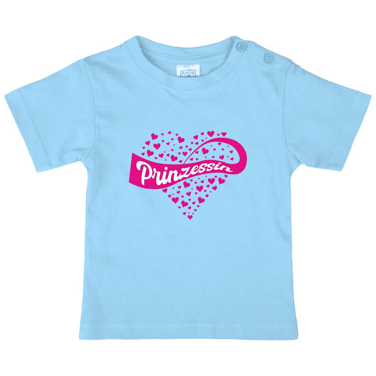 Prinzessin Herzen Kinder T-Shirt hellblau 68 / 74