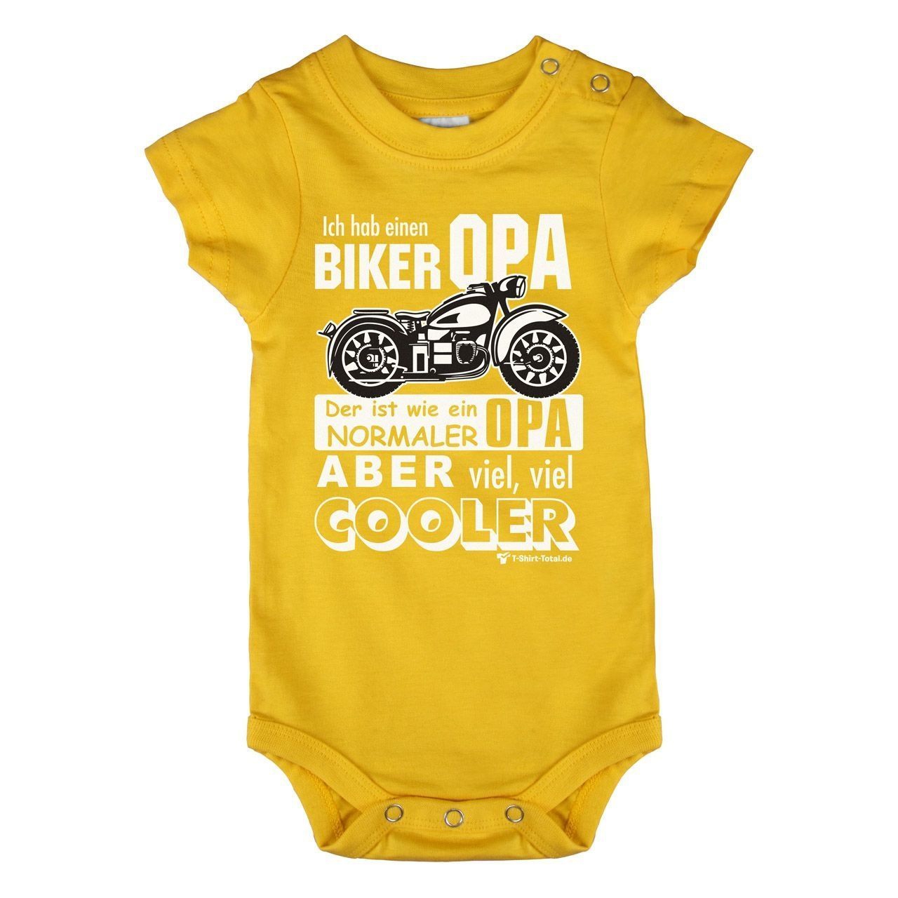 Biker Opa Baby Body Kurzarm gelb 68 / 74
