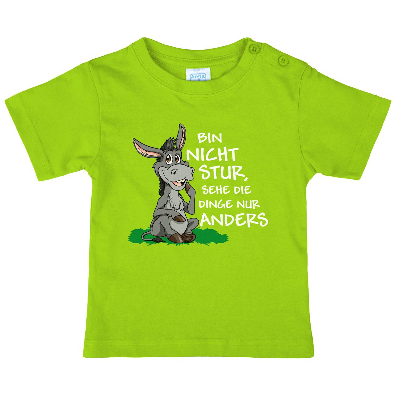 Nicht stur Esel sitzend Kinder T-Shirt hellgrün 122 / 128