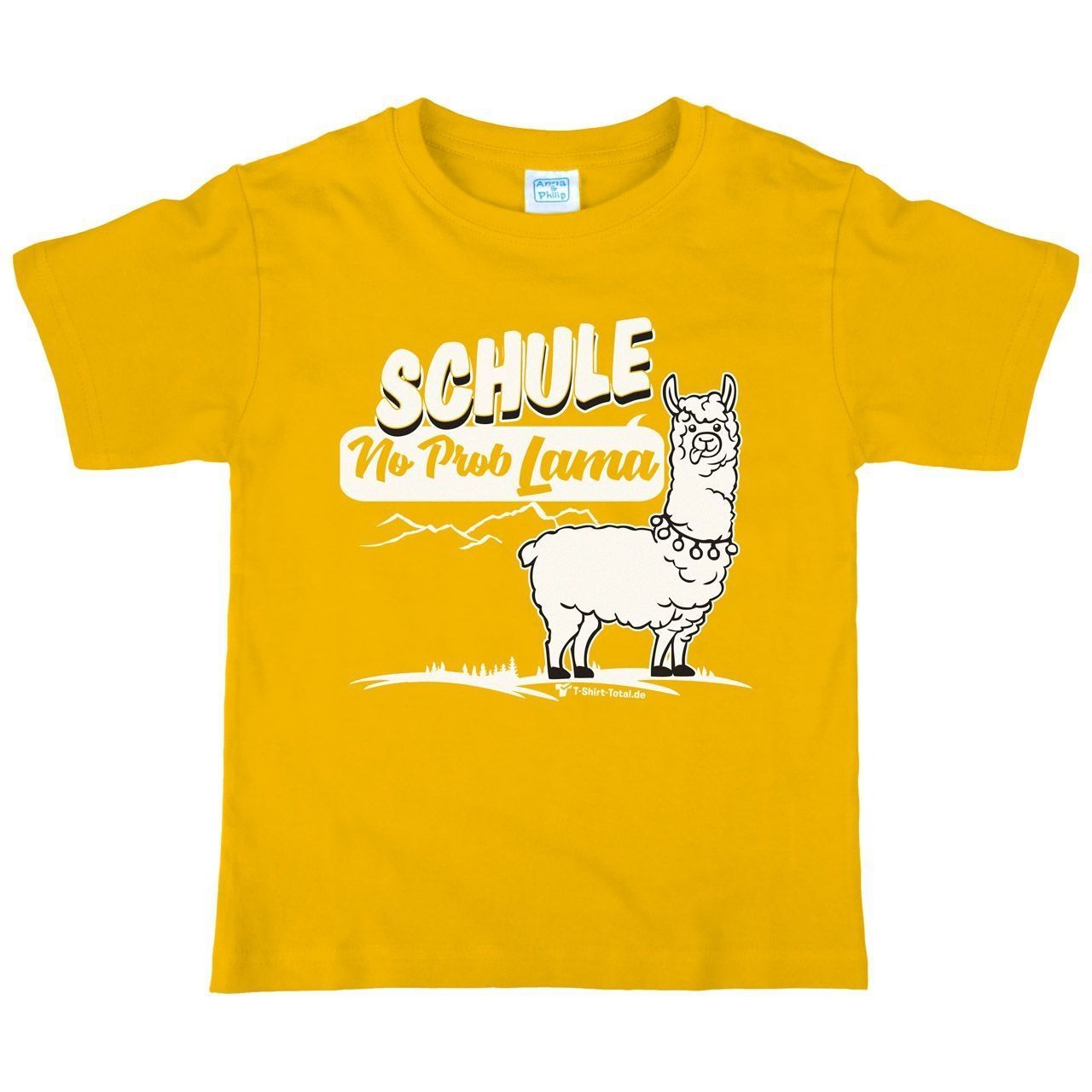 Schule No Prob Lama Kinder T-Shirt gelb 122 / 128