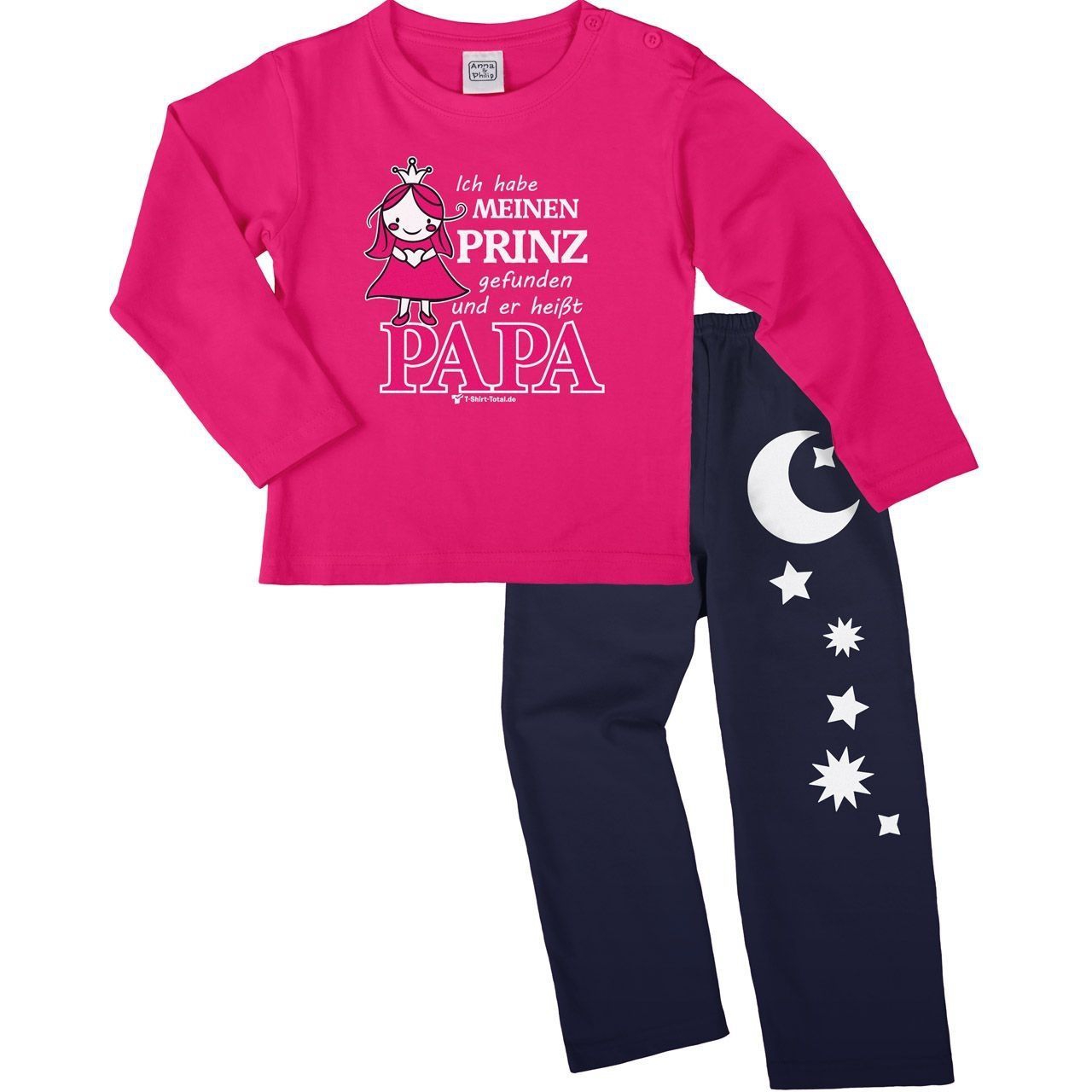 Prinz gefunden Pyjama Set pink / navy 110 / 116