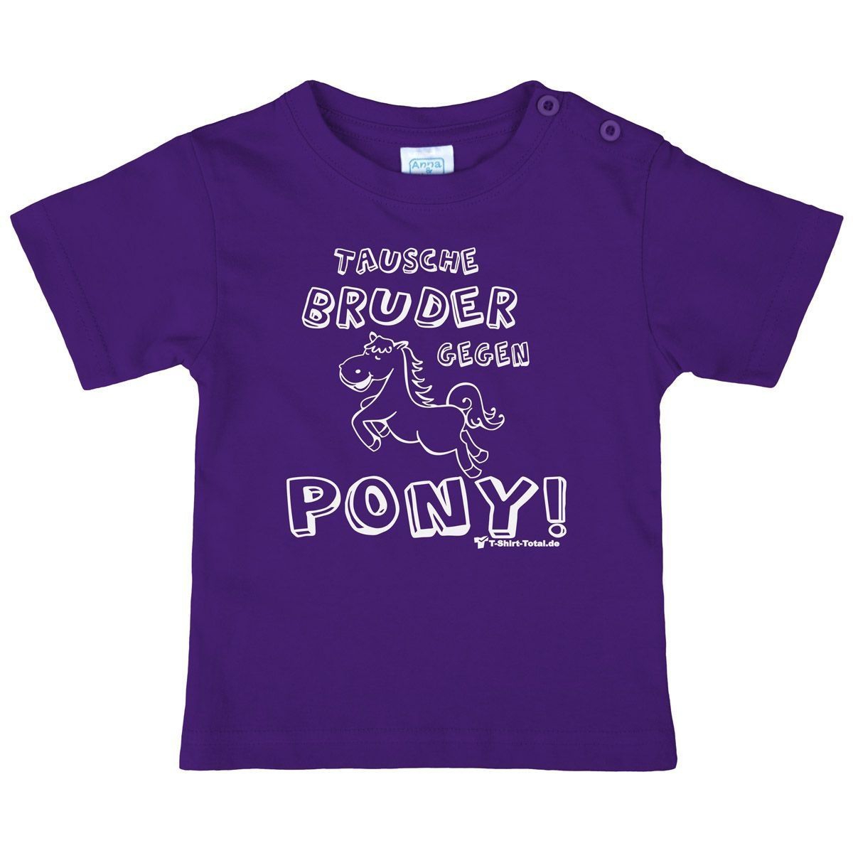 Tausche Bruder gegen Pony Kinder T-Shirt lila 80 / 86
