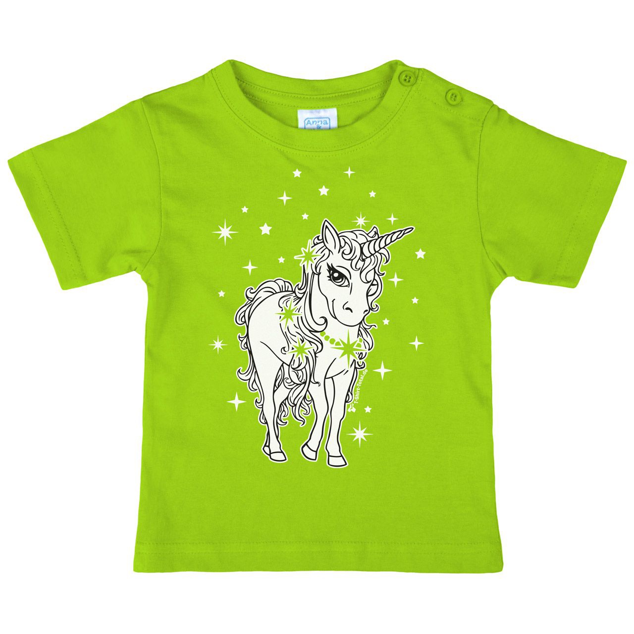 Einhorn Sterne Kinder T-Shirt hellgrün 92