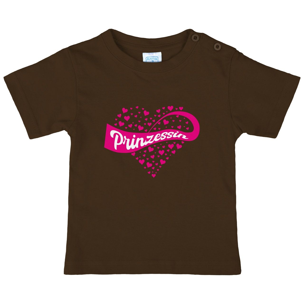 Prinzessin Herzen Kinder T-Shirt braun 68 / 74
