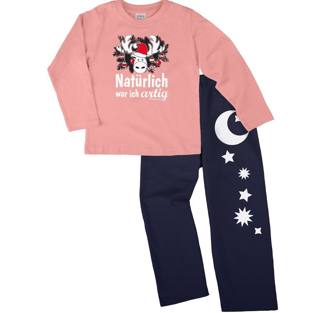 Natürlich artig Pyjama Set rosa / navy 110 / 116