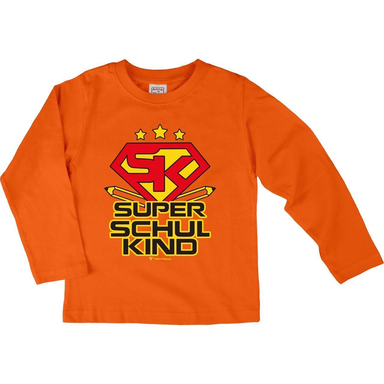 Super Schulkind Kinder Langarm Shirt orange 134 / 140