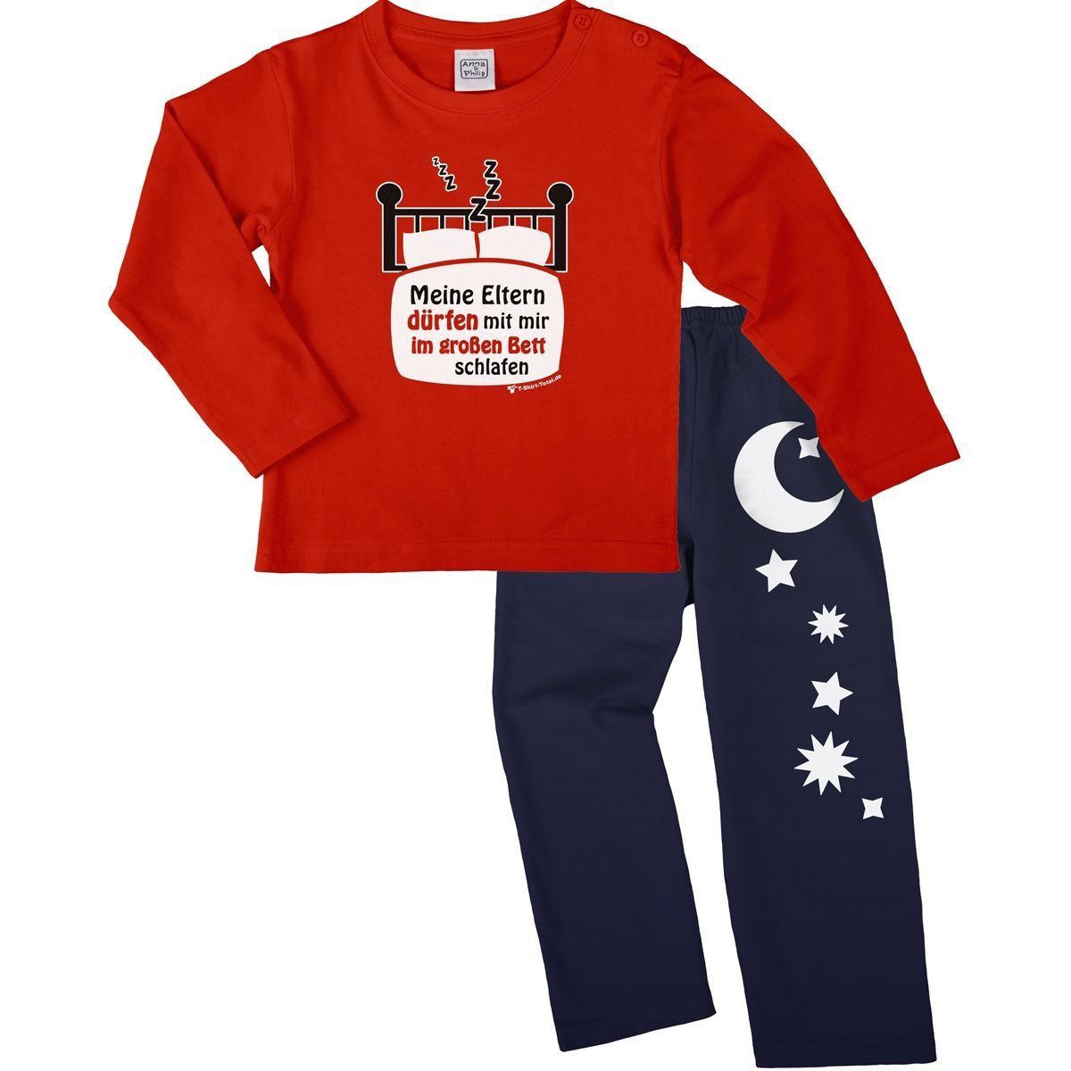 Im großen Bett schlafen Pyjama Set rot / navy 92