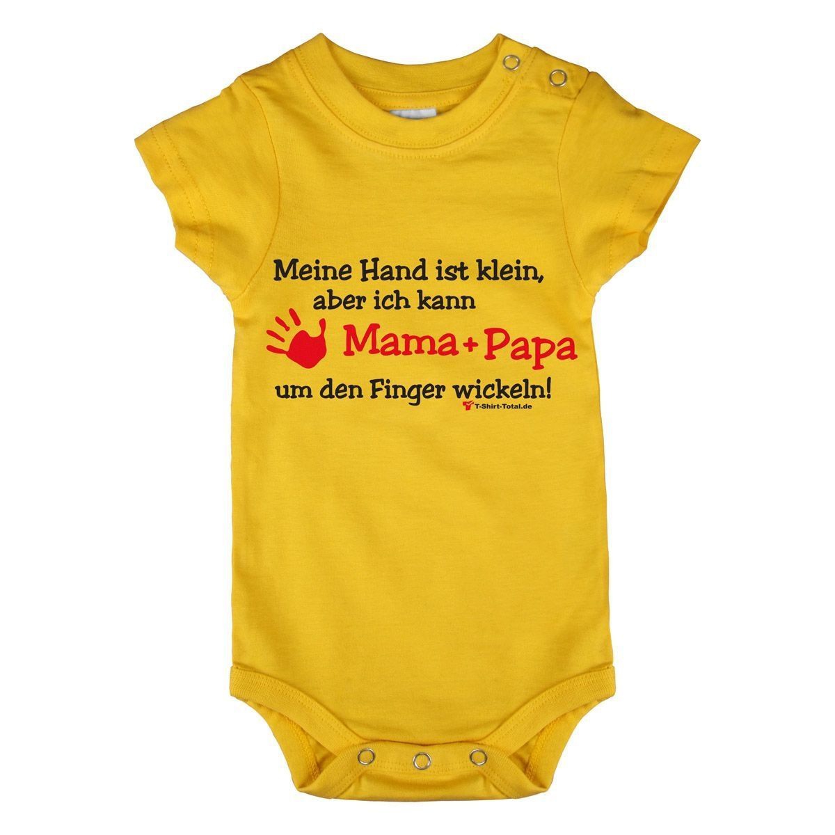 Kleine Hand Mama Papa Baby Body Kurzarm gelb 68 / 74